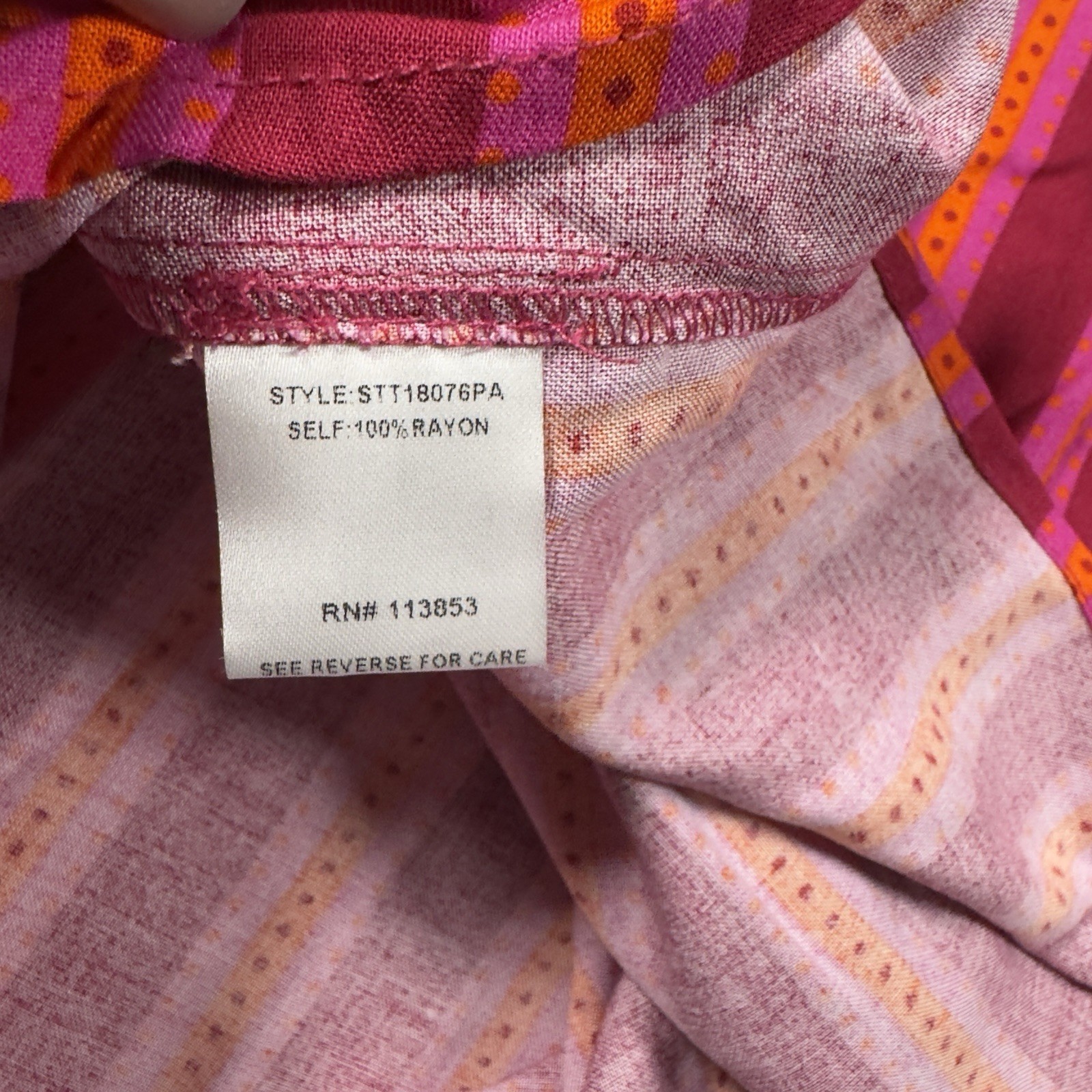 Sugar Lips Striped Blouse Womens Medium Pink Orange Puff Sleeve Rayon NWT