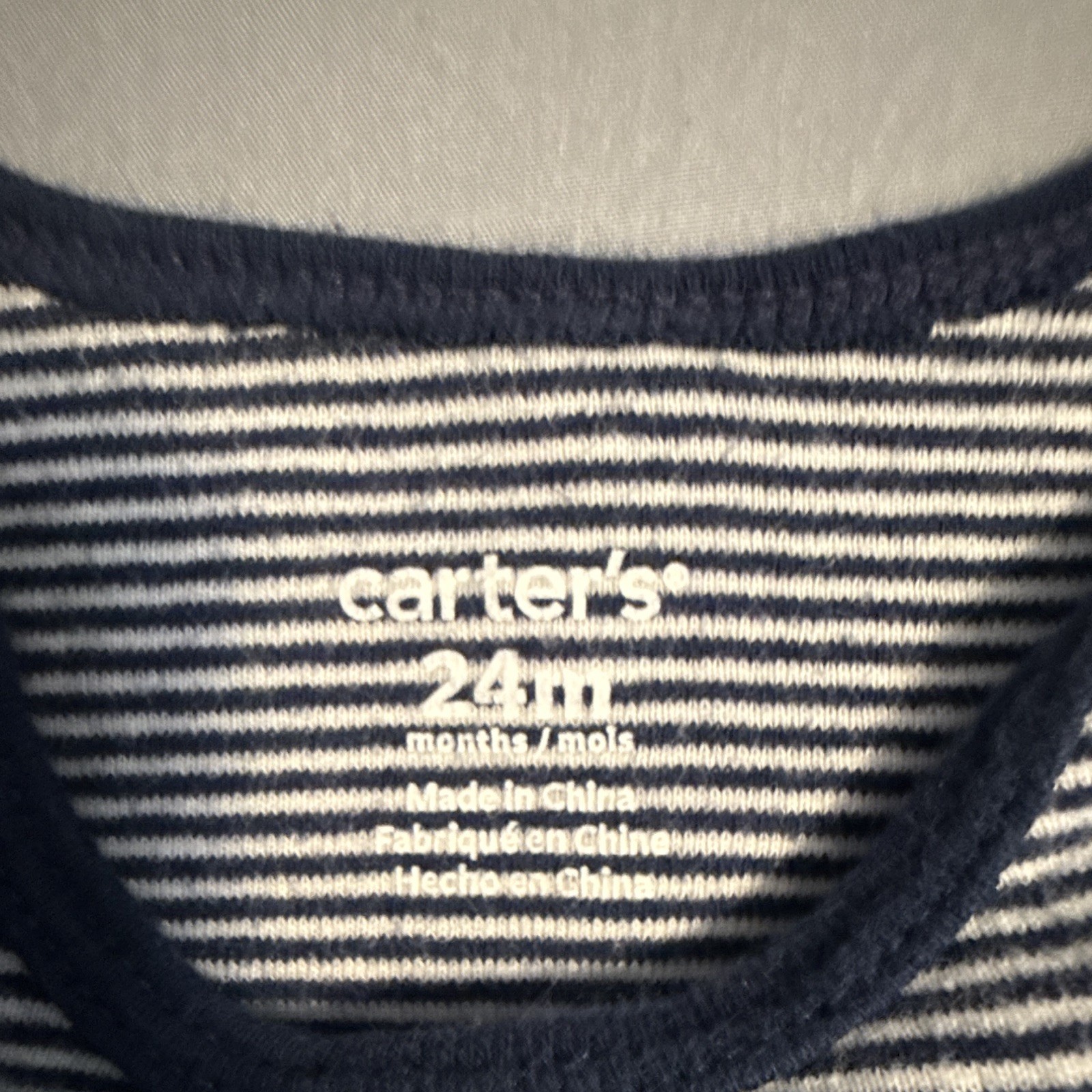 Carter’s Baby One-Piece Bodysuit Blue/White Striped Long Sleeve 24M