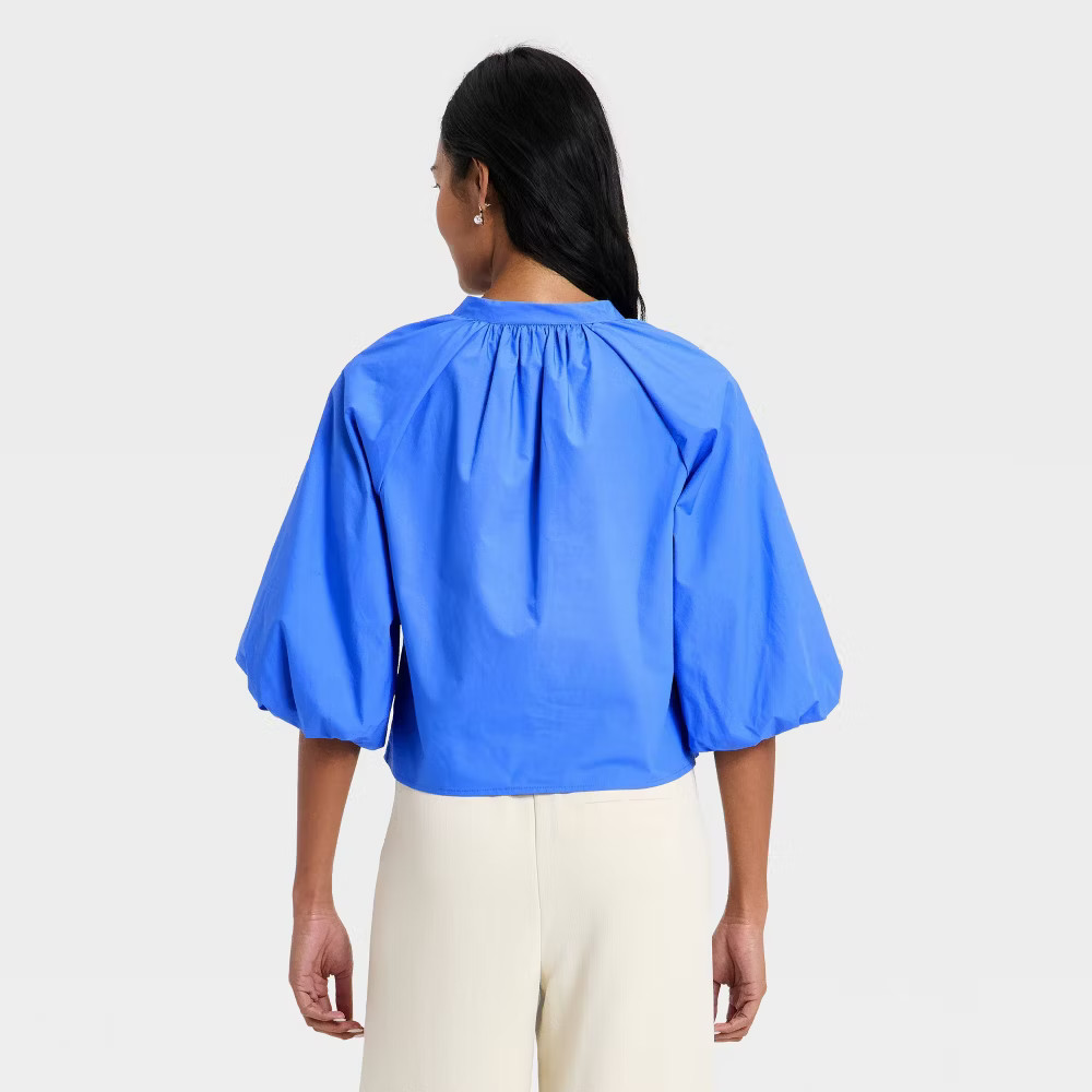 Women Balloon Sleeve Blouse – A New Day Blue M