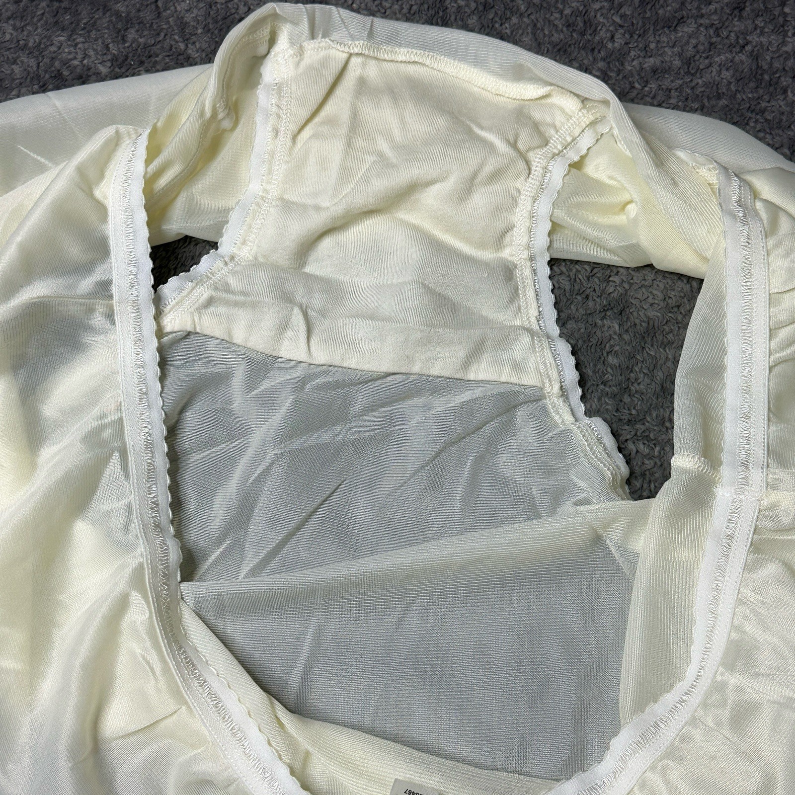 3 PAIR Bali Vintage Full Cut Silky Nylon Panties Ivory Briefs 23467 Size 14 NEW