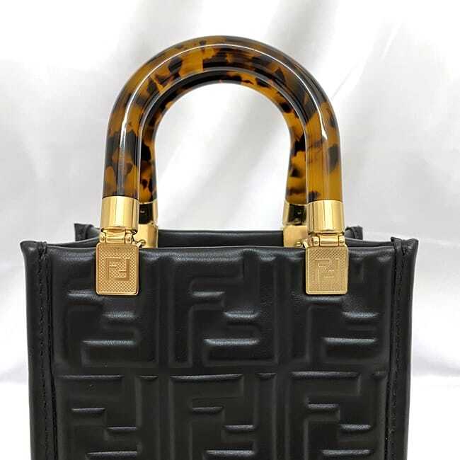 Fendi 2way bag sunshine mini f-21250 black tortoiseshell style 8BS051 unused