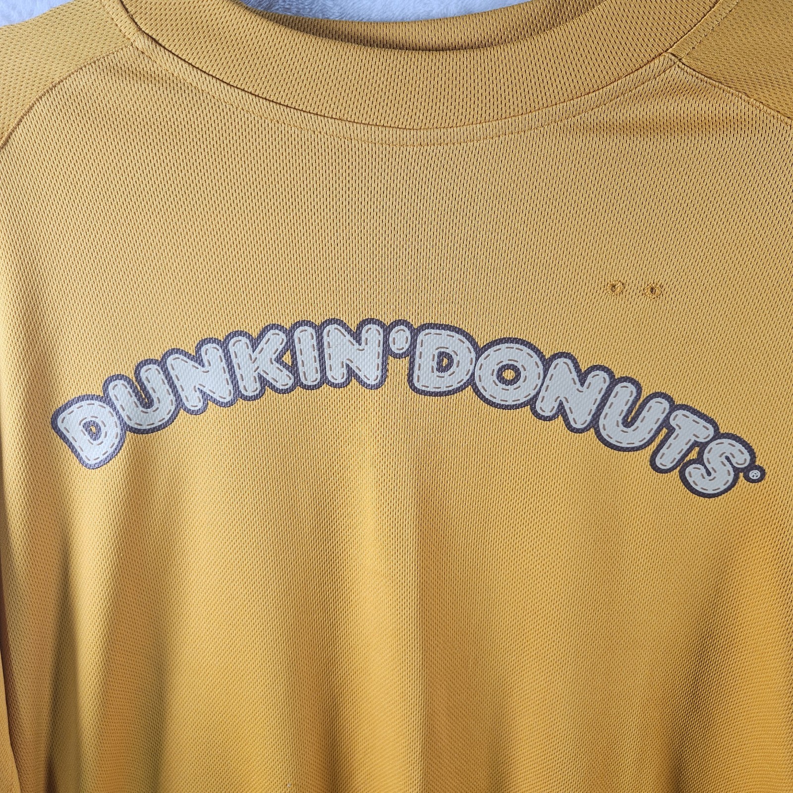 Dunkin Donuts Shirt Mens Large Mustard Yellow Athletic Mesh Vibrant Athleisure