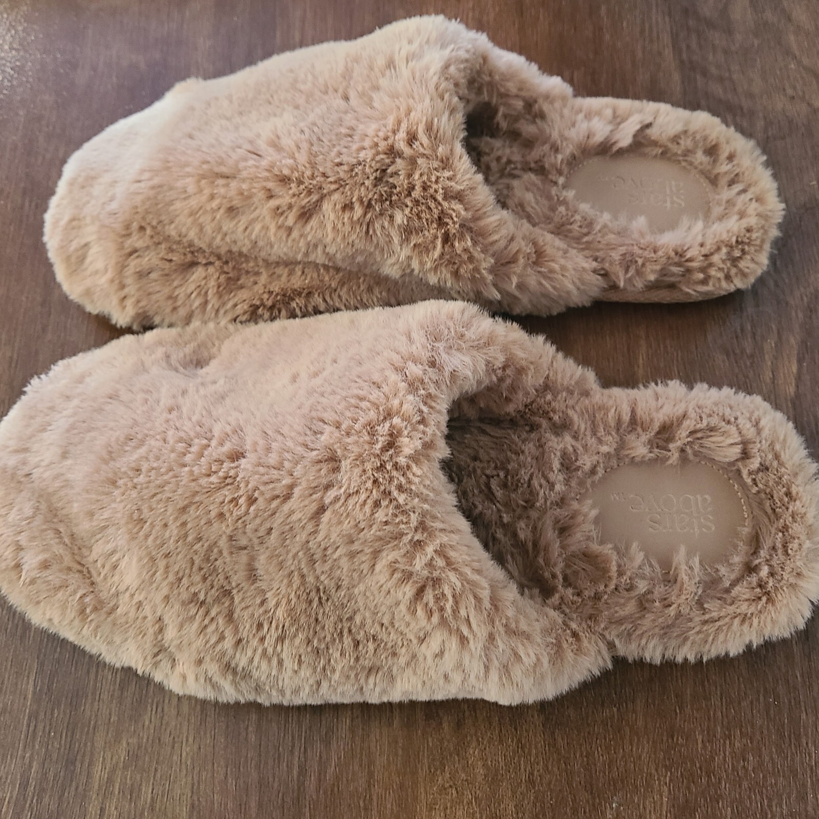 Plush Faux Fur House Slippers Size 9-10 Indoor Outdoor Non Slip Fuzzy Slides