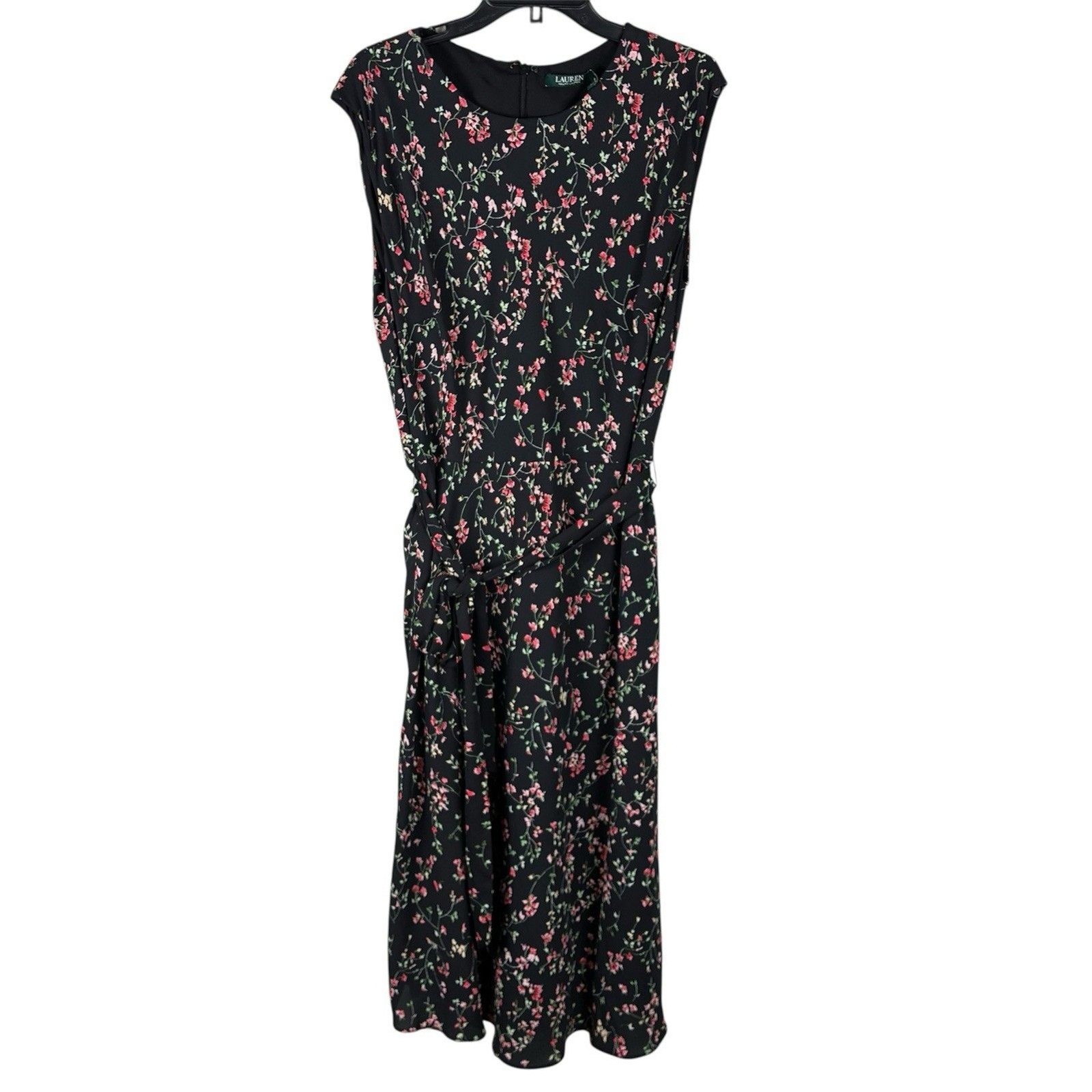 Lauren Ralph Lauren Ditsy Floral Maxi Dress Women’s Sz 16 XL Black Grunge Fairy