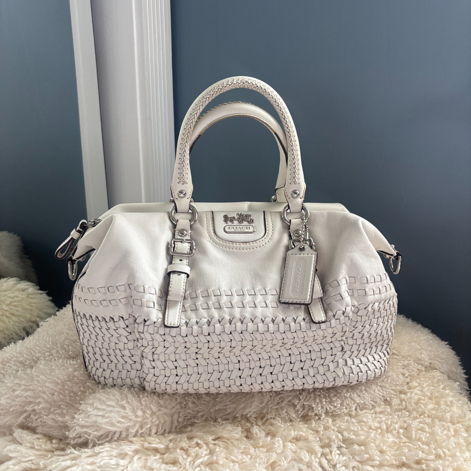 Coach Madison Juliette Satchel Bag in Natural White, Legacy