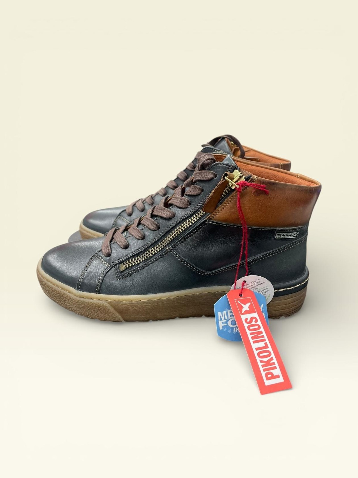 Pikolinos Women Victoria Leather Sneakers Marine/Brown Size EUR 35 US 5B