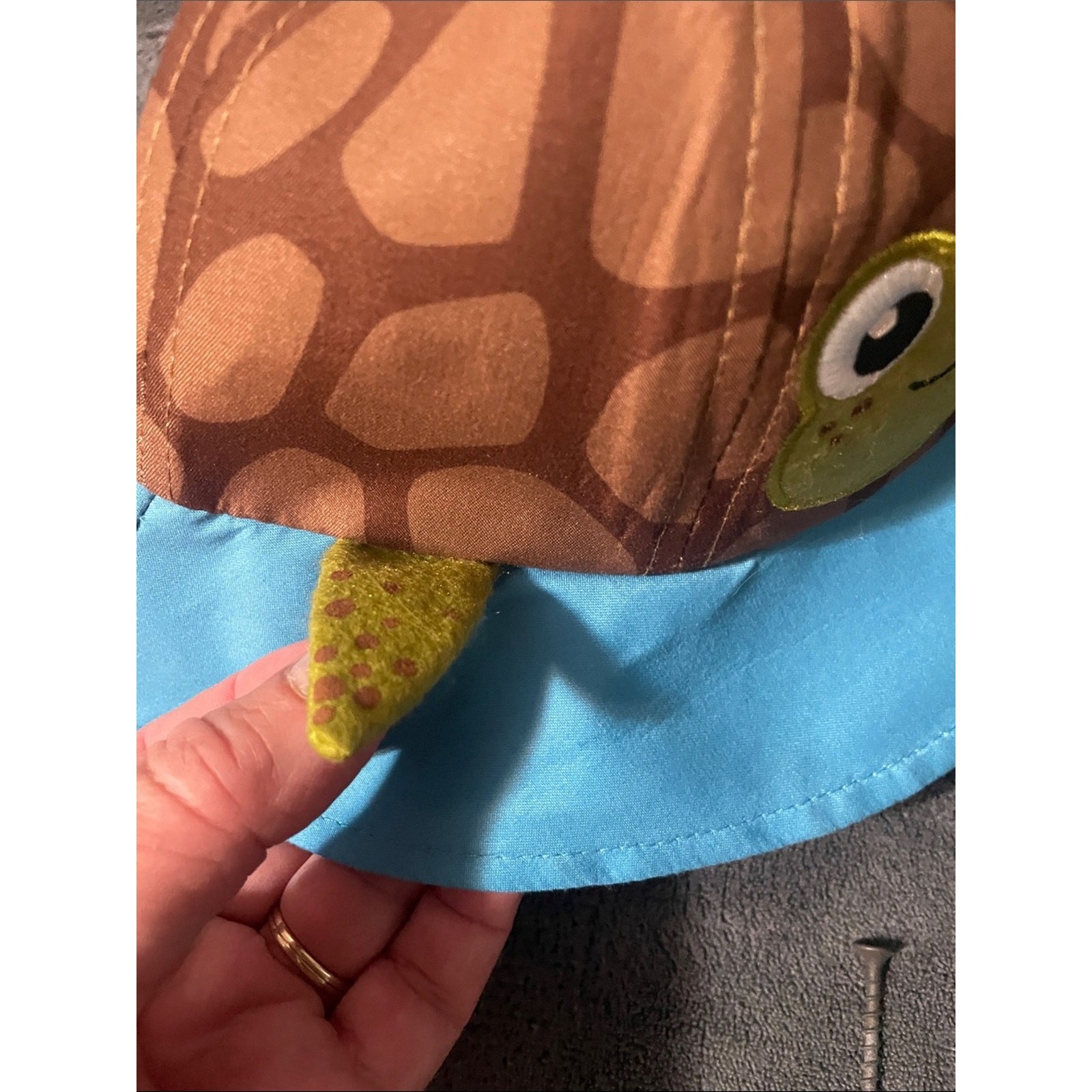 Travel Traders Children’s Brown Turtle Bucket Hat with Blue Brim