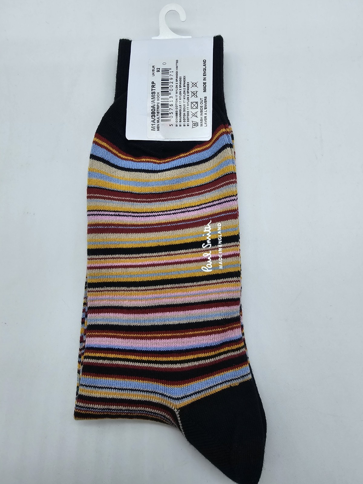 Paul Smith Stripe Black Multi Socks Made in England Great gift AMSTRP-92 314