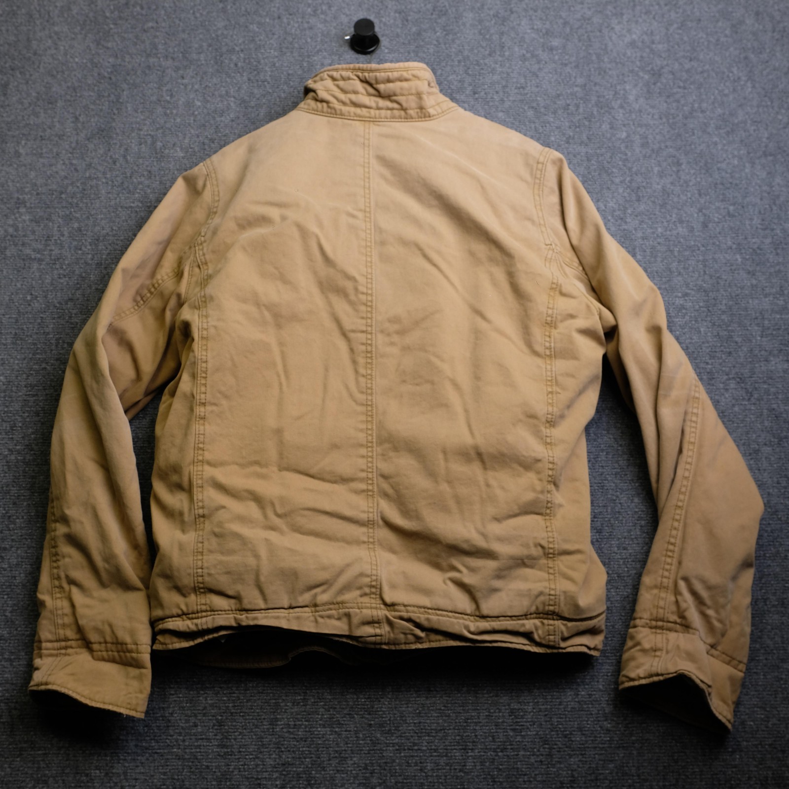 Hollister Jacket Mens XL Beige Canvas Sherpa Lined Carpinteria Full Zip Pockets