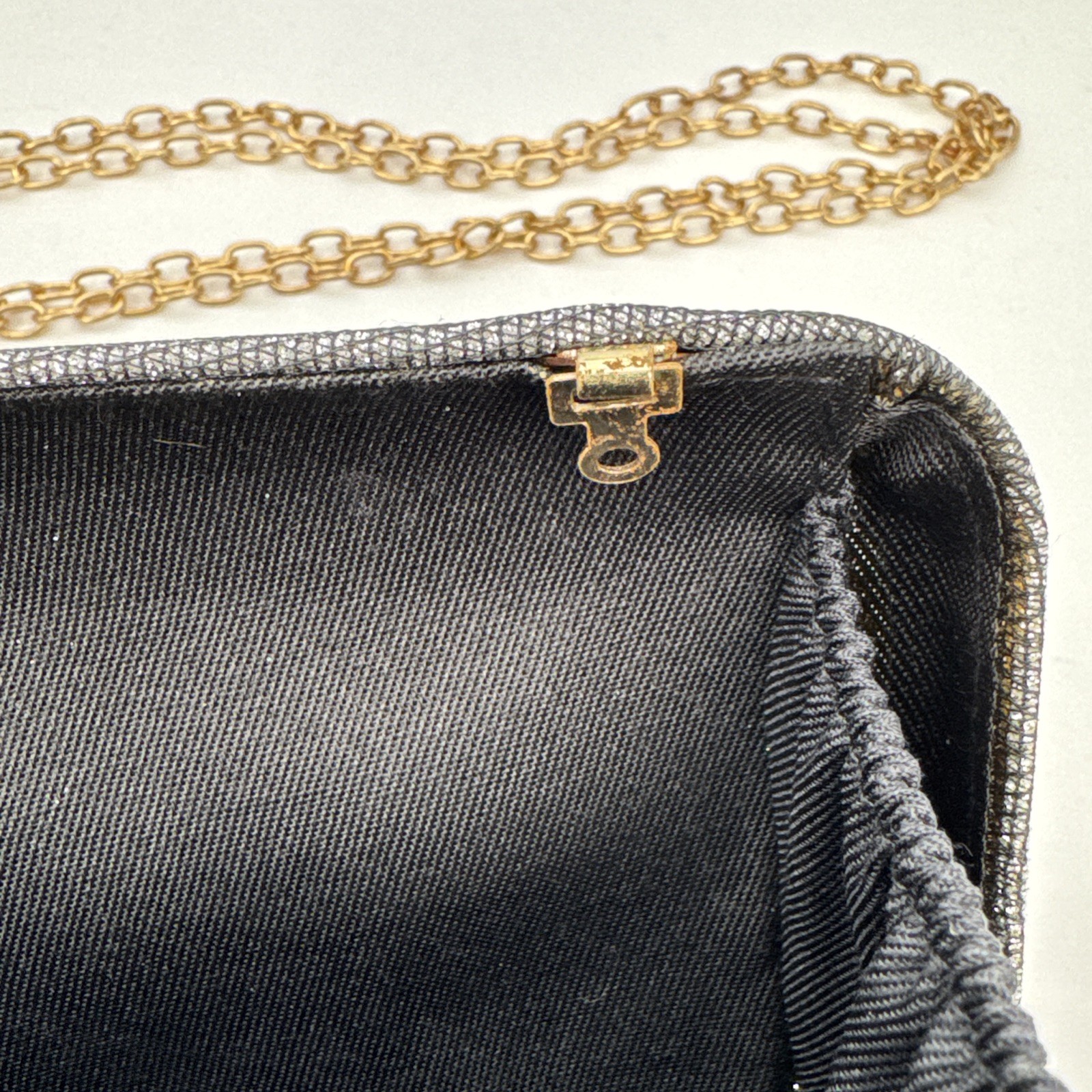 Silver Sparkle Crystal Evening Purse Clutch Gold Snake Clasp Square Bag Chain