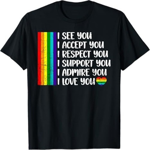 I See Love Accept You LGBTQ Gay Rainbow Pride Flag for Men and Women T-Shirt