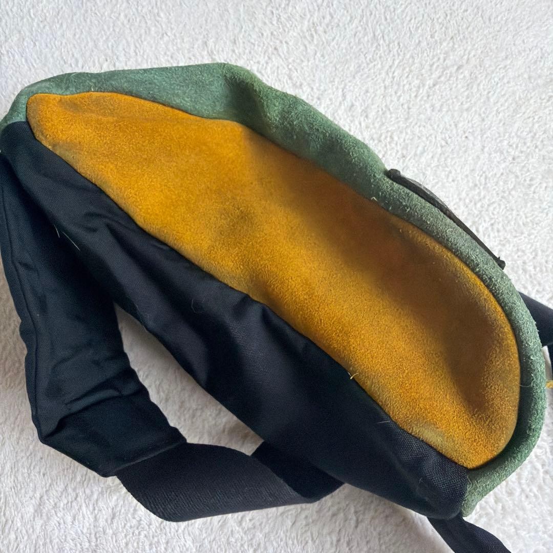 Master-Piece MSPC Suede Waist Bag Body Bag Green Yellow Vintage Japan Rare