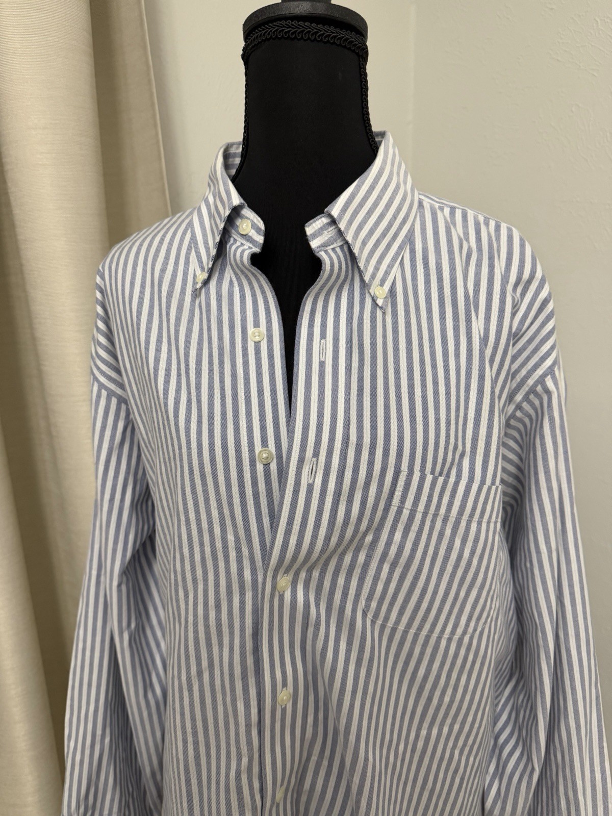 Brooks Brothers Men’s Blue Striped Traditional Fit Dress Shirt Sizes 17-34