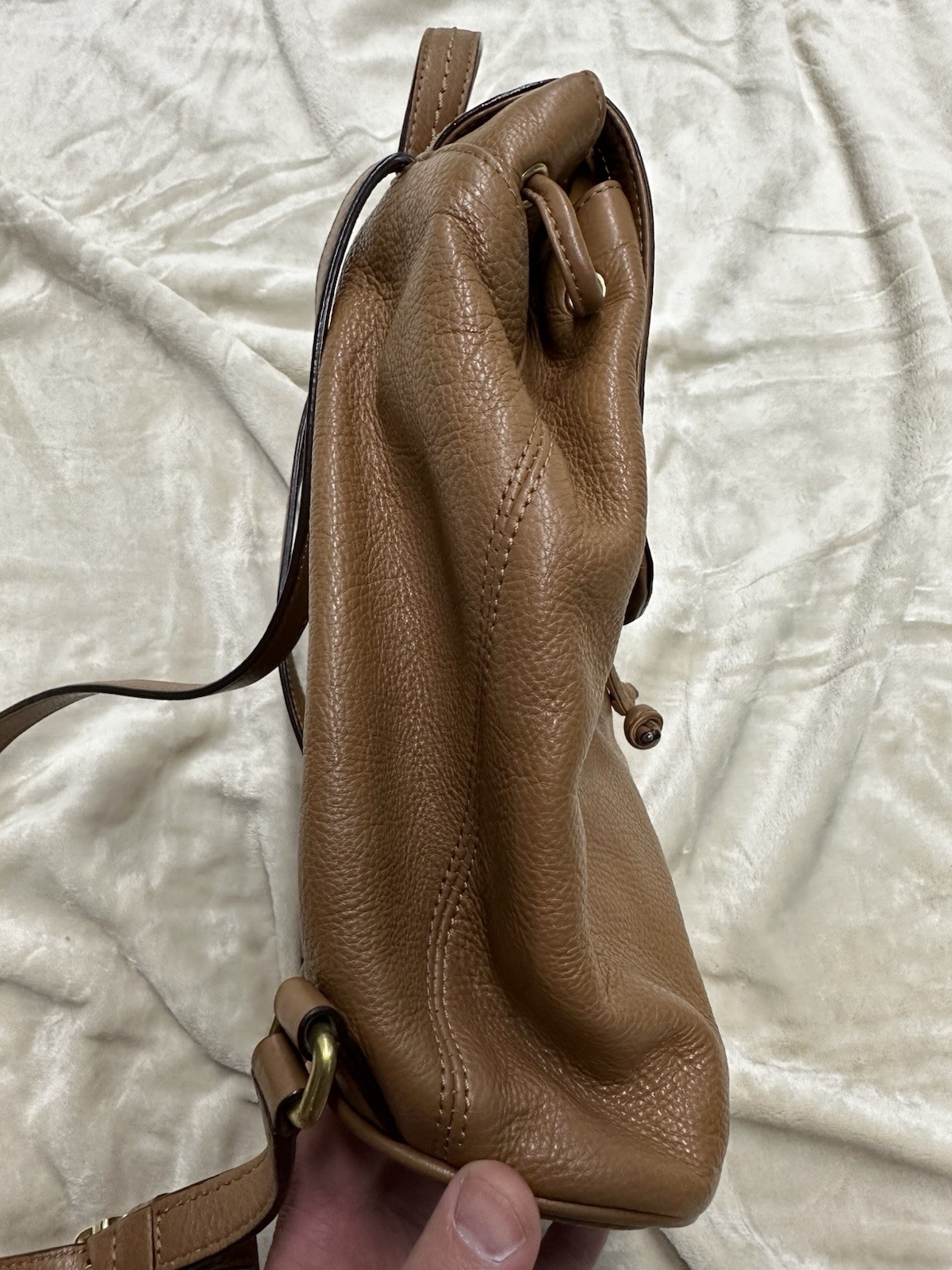 Vtg Coach Brown Pebbled Leather Medium Drawstring Backpack Shoulder Bag F24385