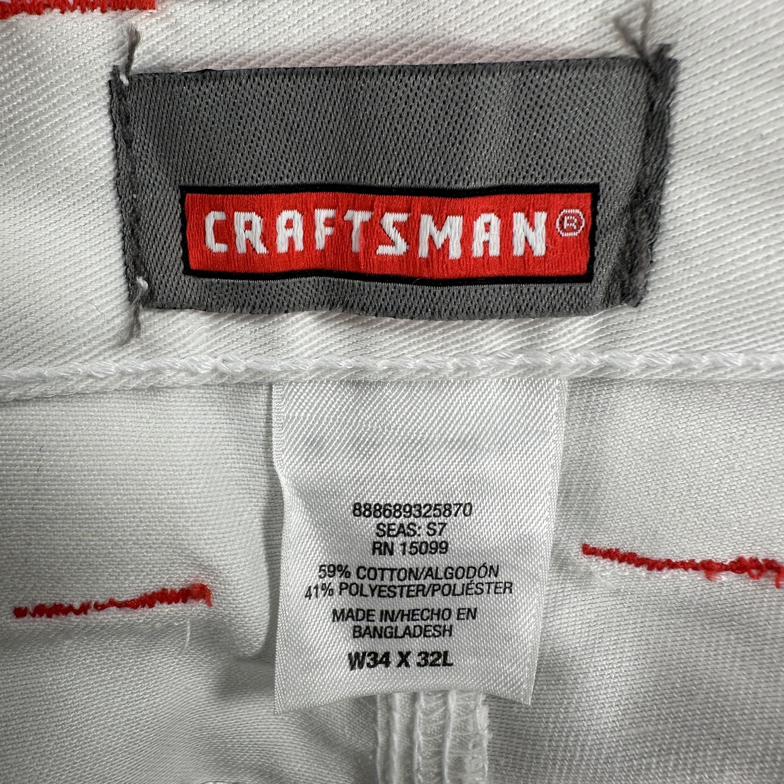 Craftsman Painter Pants Mens 34×32 White Teflon Canvas Work Carpenter Utility