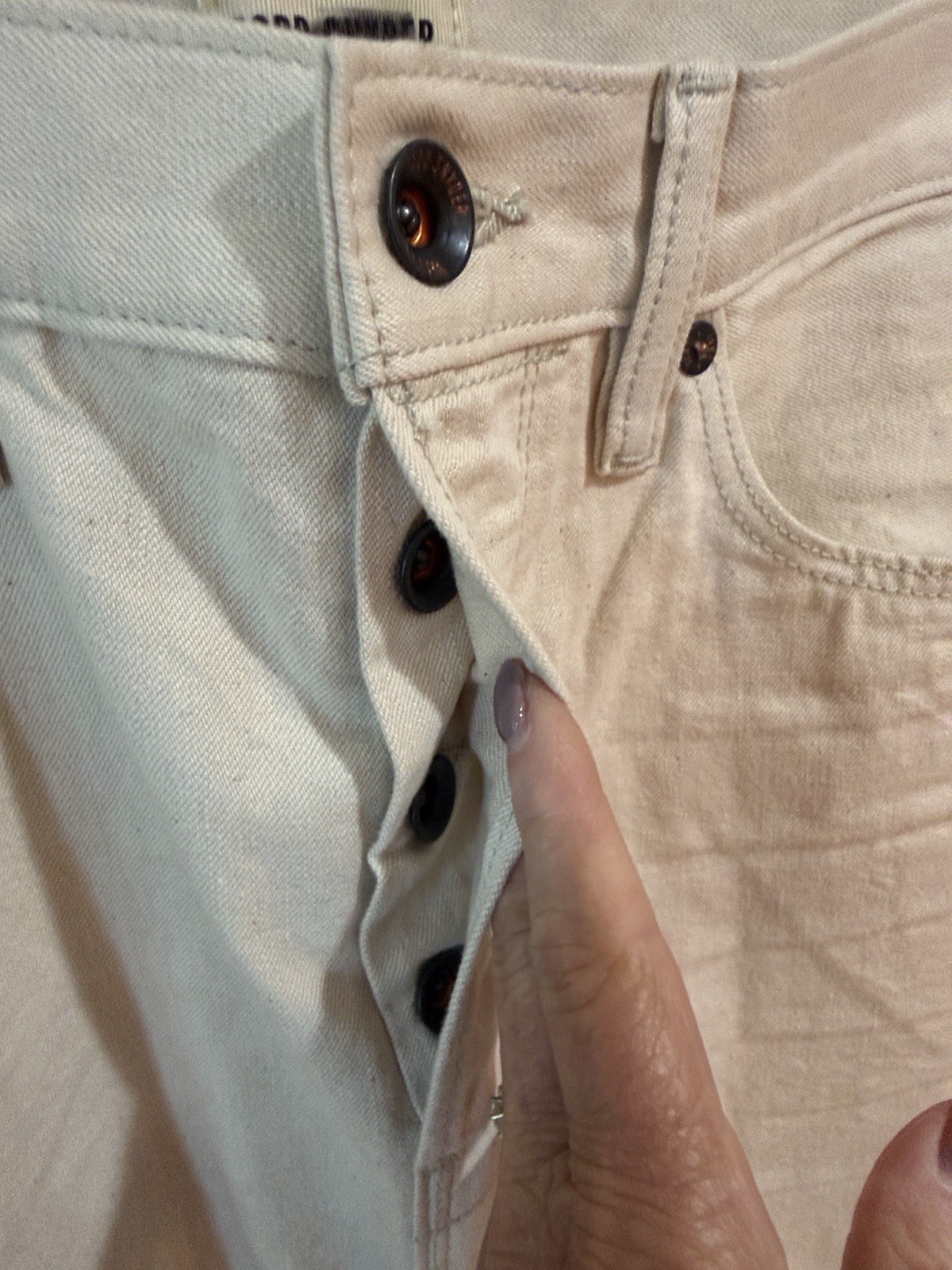 Todd Snyder Cream Straight Fit Button Fly Jeans Sz 34/32. New. Box1