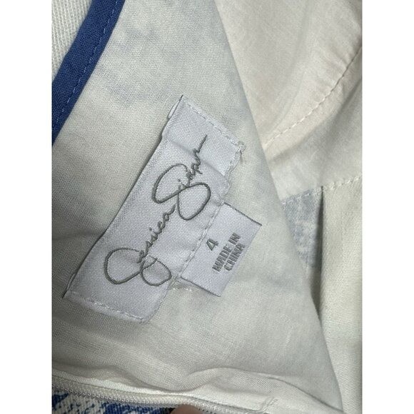 Jessica Simpson‎ Retro Blue White Floral Tie Back Dress Size 4