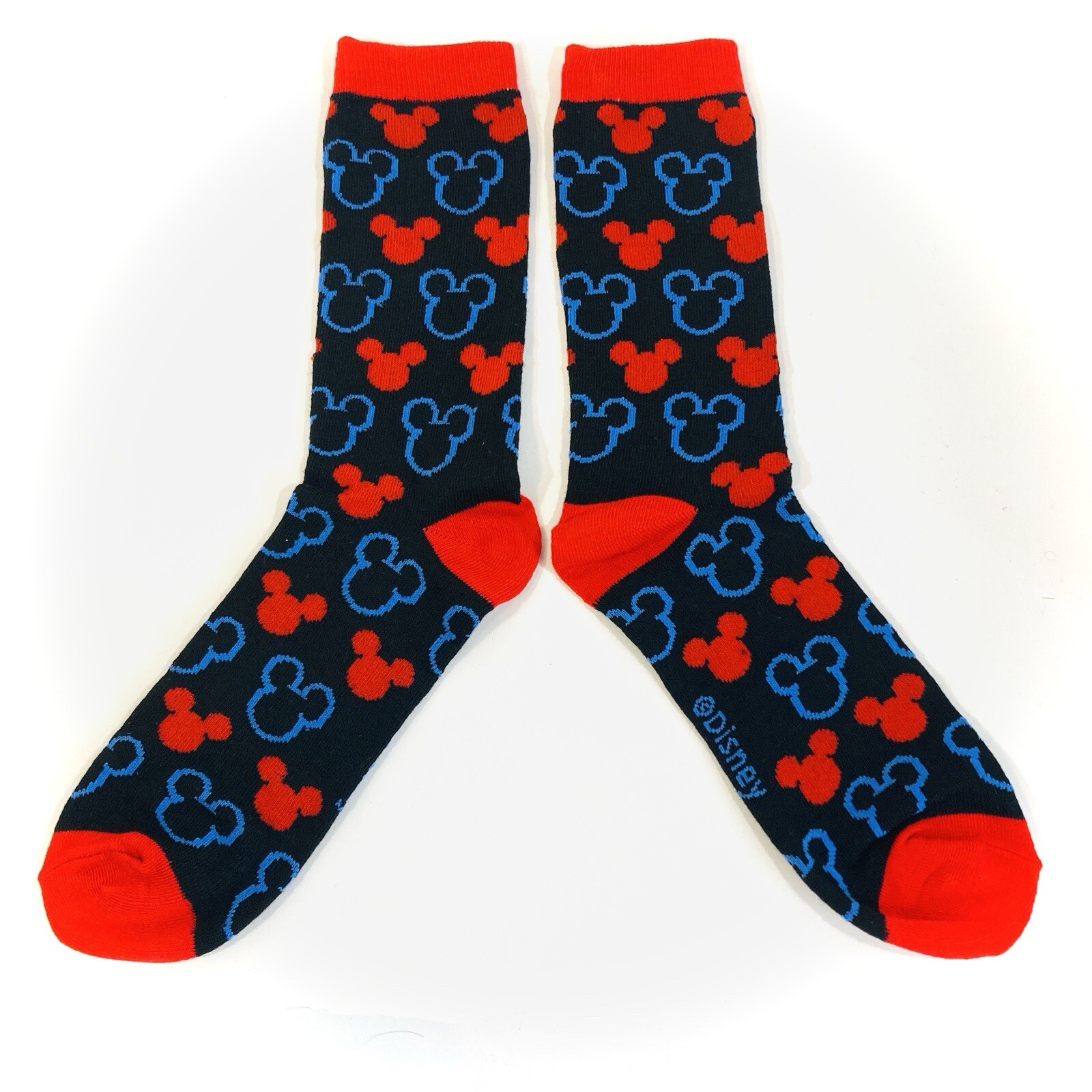 MICKEY MOUSE SOCKS black red blue silhouette ears disney ADULT CREW OSFM unisex