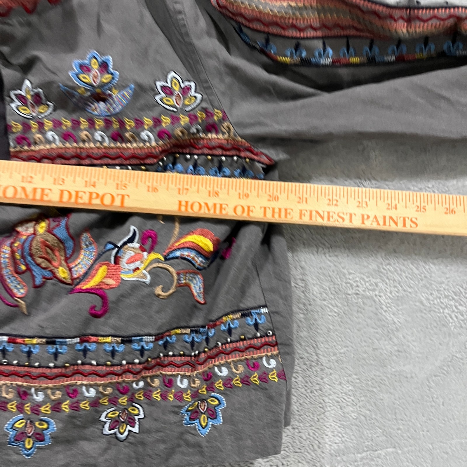 Laurie Felt Jacket Medium Southwest Western Boho Embroidered Hippie Open Front
