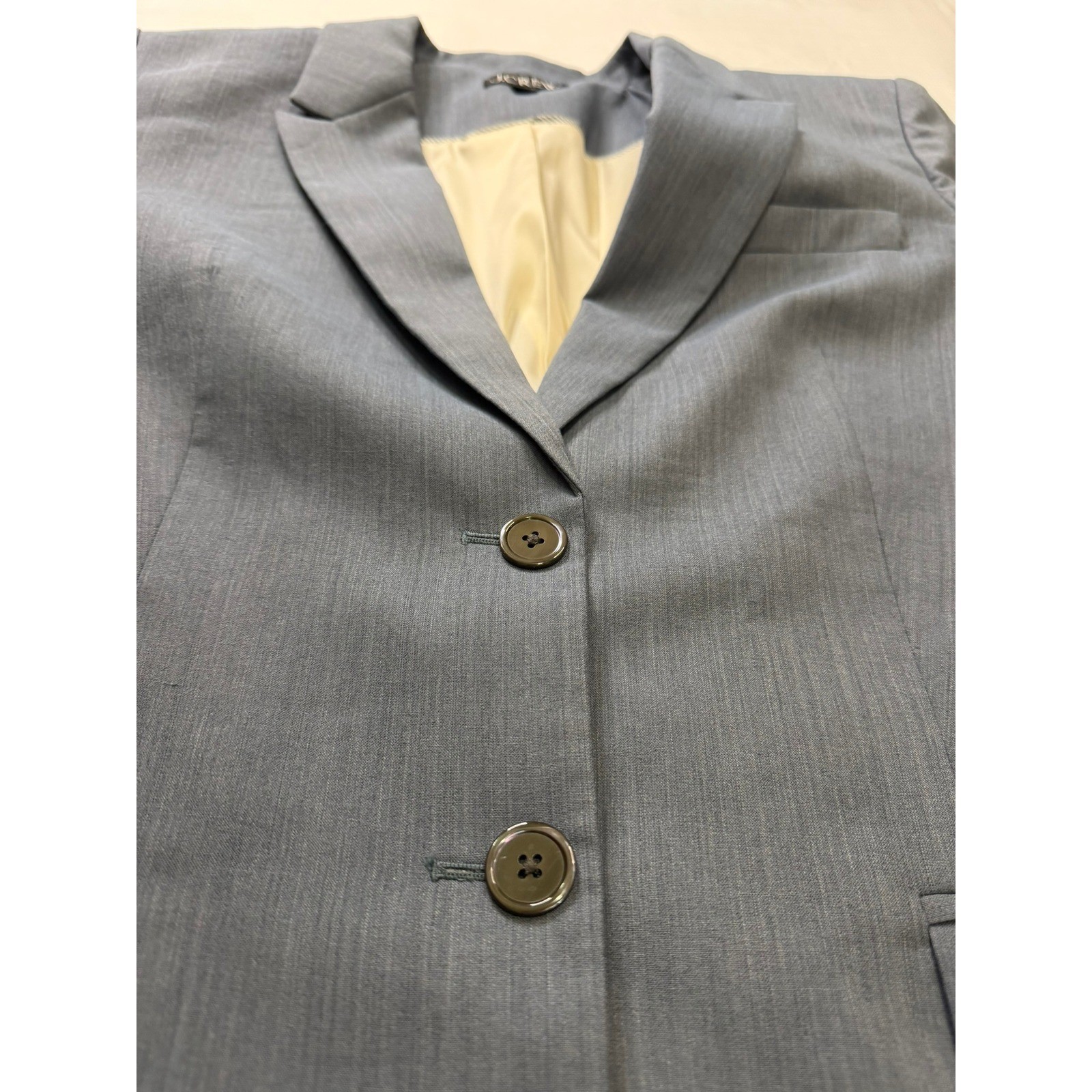 JCrew Mario Bellucci Italian Wool Blend Blazer Jacket Blue Grey Womens Size 8