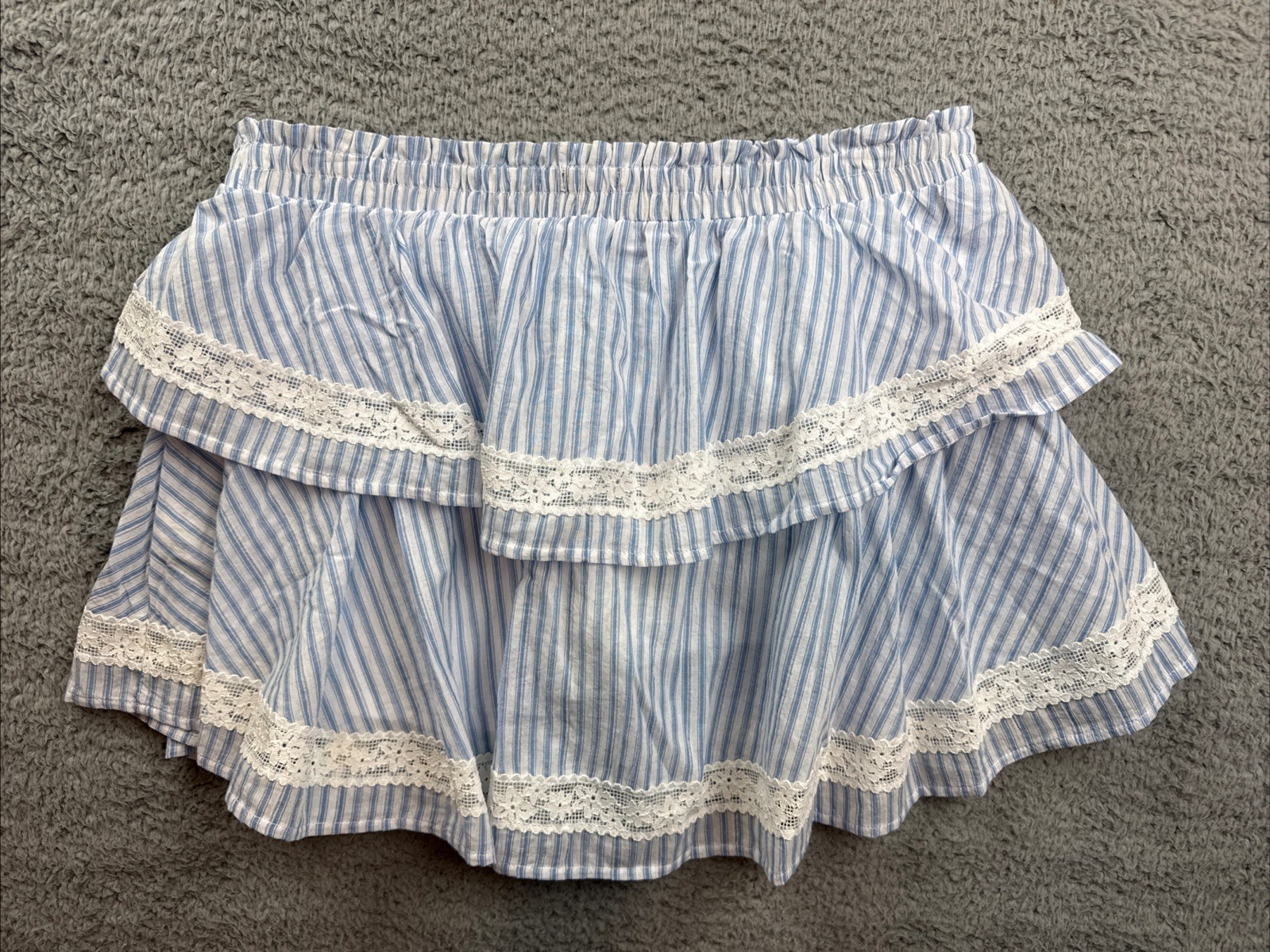 Wild Fable Womens Medium Light Blue Tiered Lace Trim Mini A-Line Skort