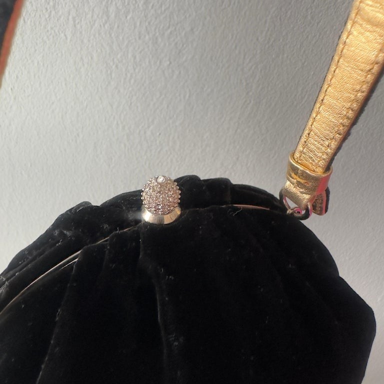 Dolce & Gabbana Black Velvet Evening Bag with Jewelry Closure, 1990s