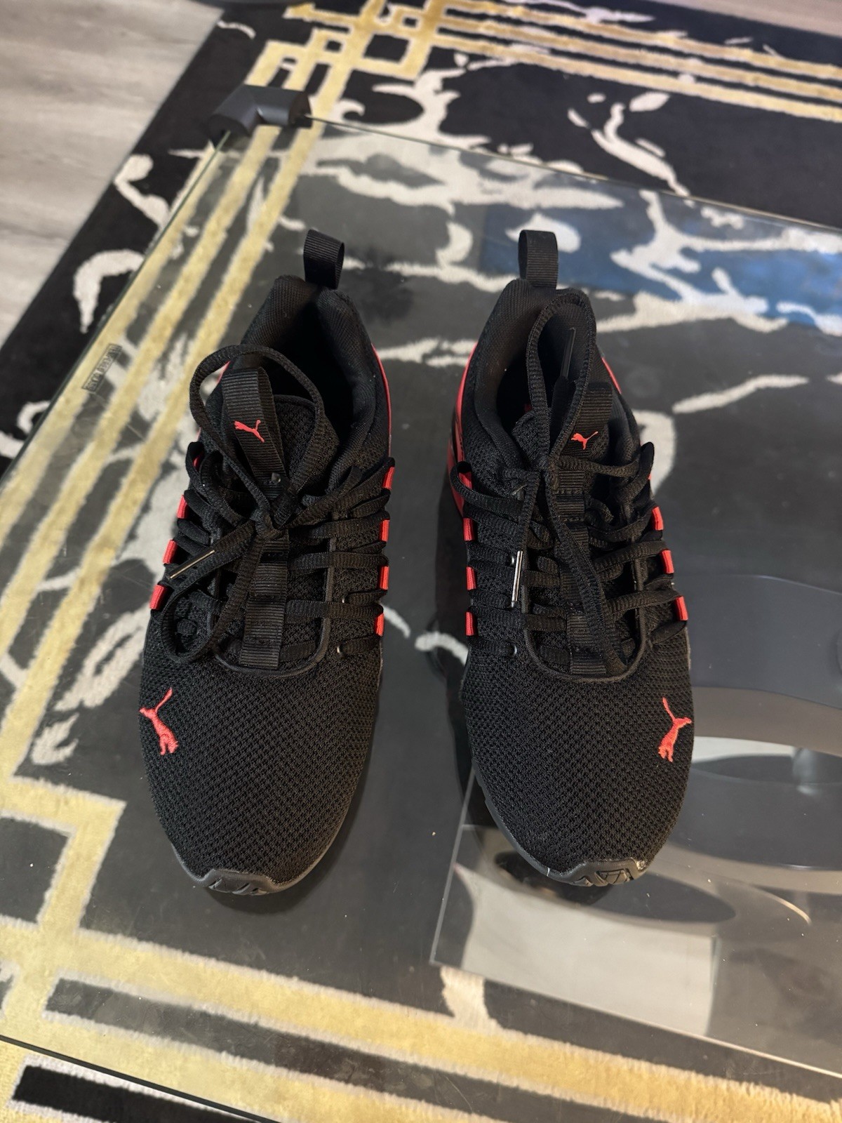 PUMA SoftFoam Low Top Lace-Up Athletic Sneakers Black/Red Style 195489-01