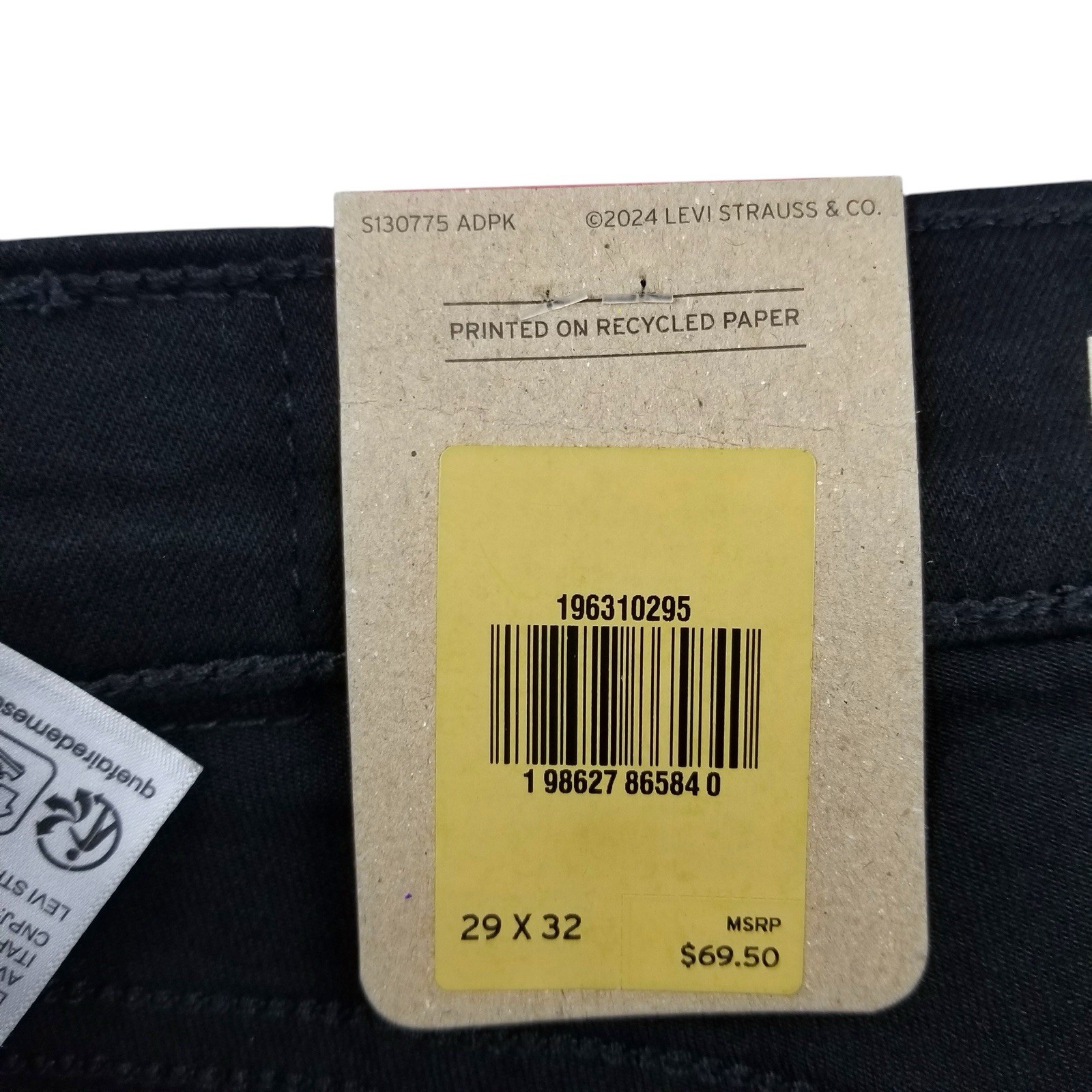 Levis 314 Shaping Straight Black Wash Jeans Womens 29 x 32 New