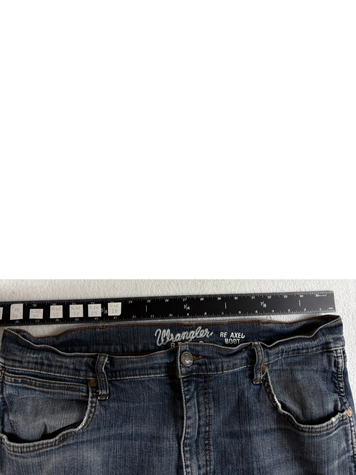 Wrangler Retro Relaxed Bootcut Jeans Mens 37×33.5 Blue Denim Cowboy Mid Rise