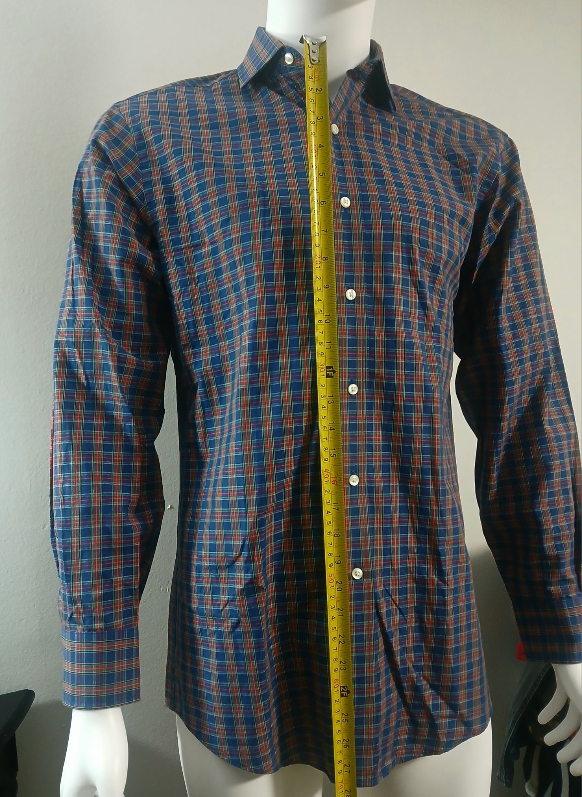 Tommy Hilfiger Plaid Dress Shirt Regular Fit Long Sleeve 14.5 32/33