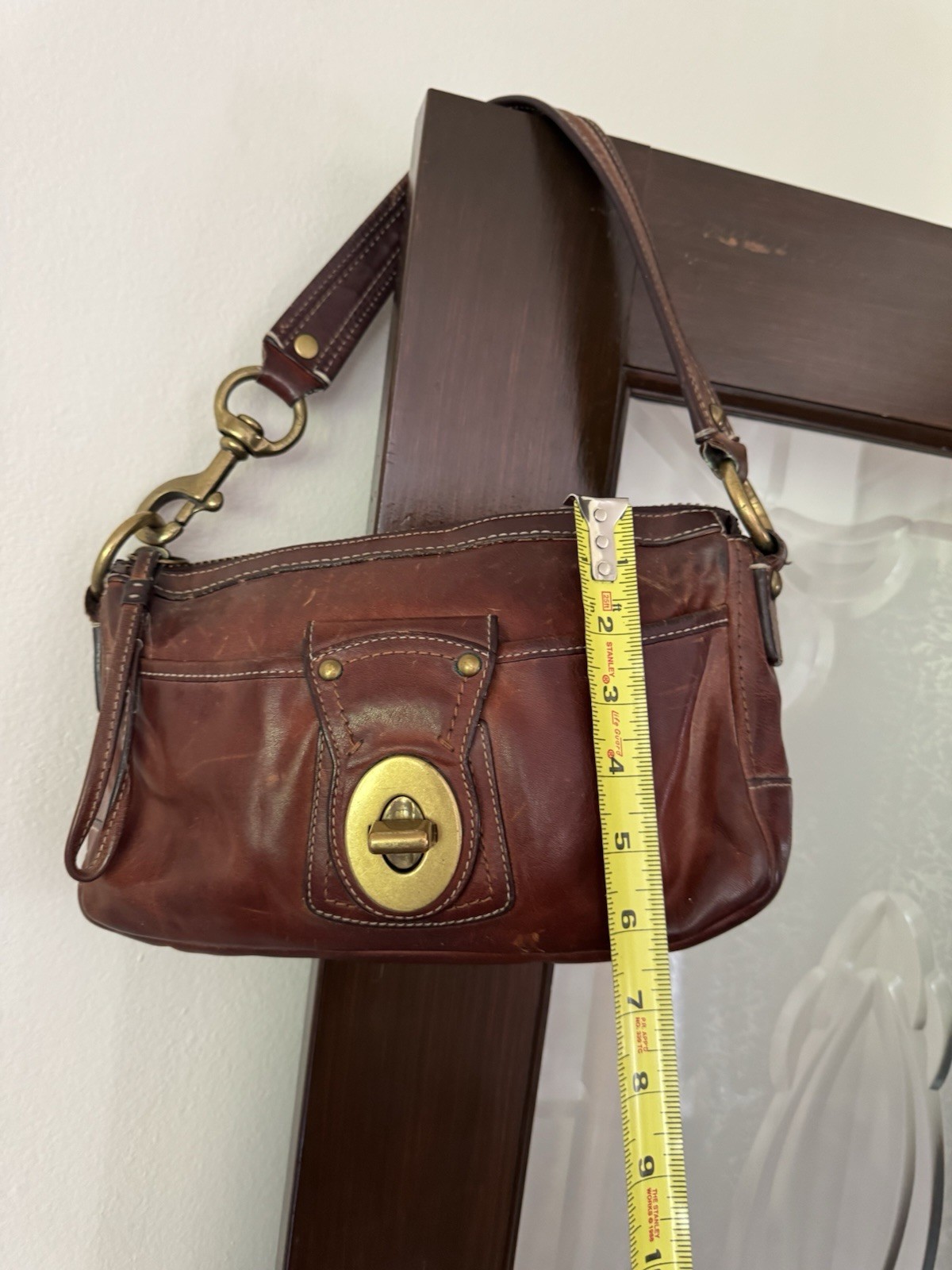 Vtg Coach Legacy 65th Anniversary Y2K Brown Leather Turn Lock Shoulder Bag 10326