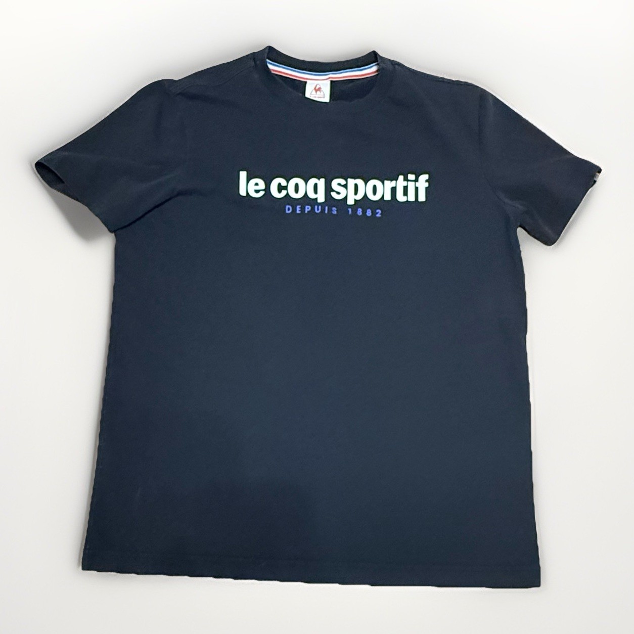 Le Coq Sportif T-Shirt Mens Medium Black Depuis 1882 Spellout Logo Soccer Sport