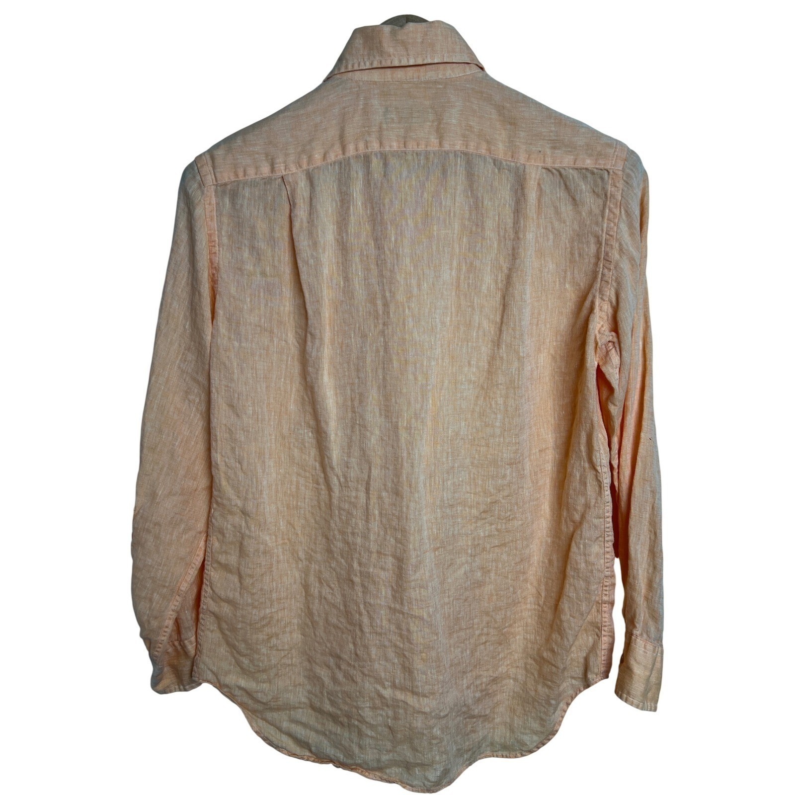 Corneliani Button Down Mens 15.5/39 Peach Orange Linen Made in Italy Luxury B27