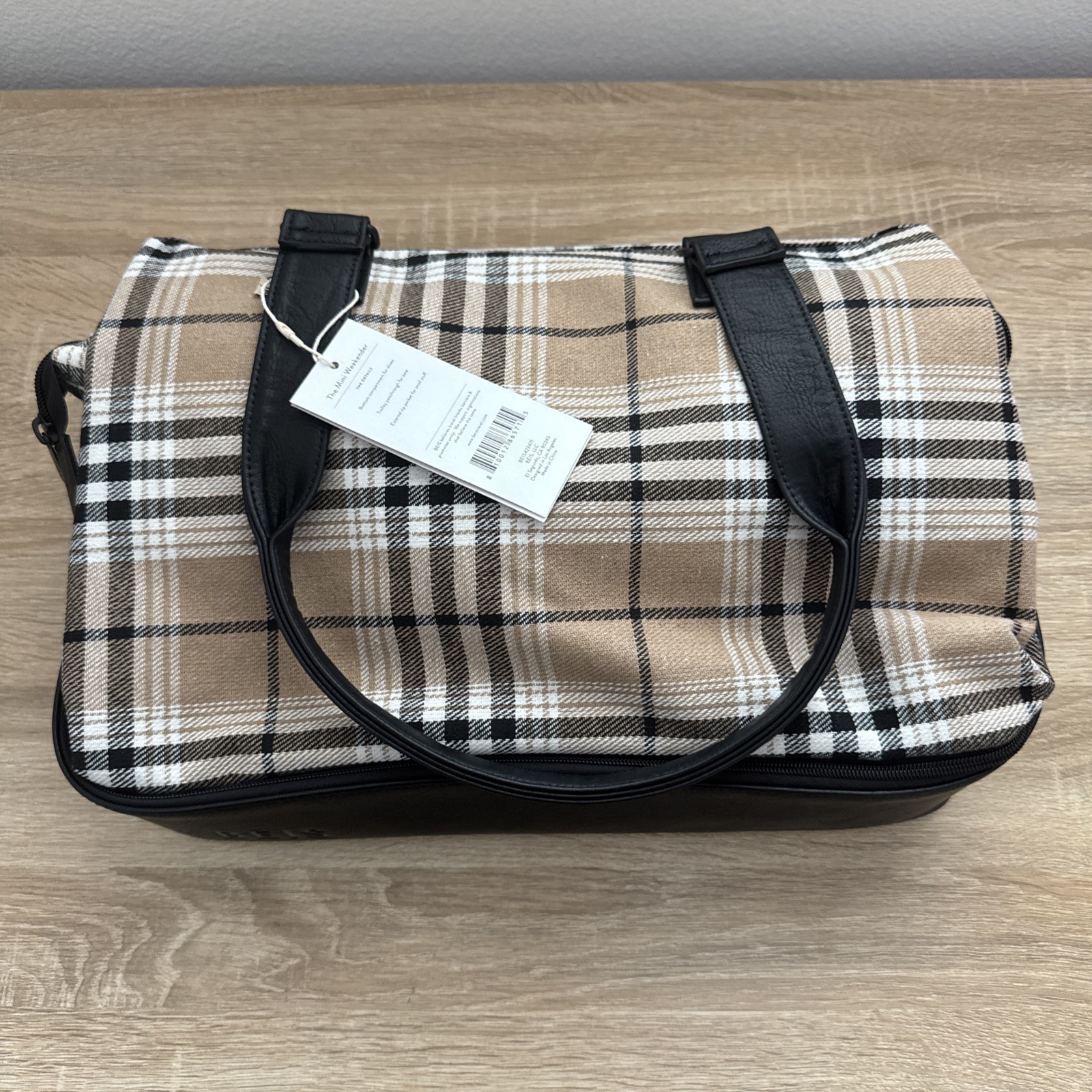 NWT BEIS Mini Weekender Bag – Limited Edition Plaid – Includes Shoulder Strap