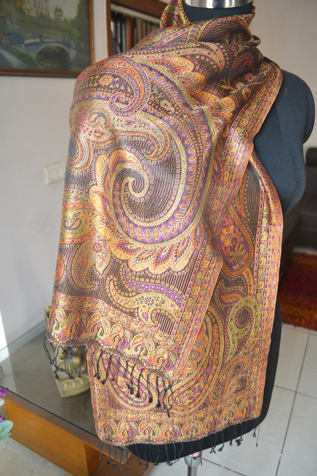 EXQUISITE IRIDESCENT SILK PASHMINA JAMAVAR SCARF JAMAVAR CHALE ~16 DESIGN STOCK