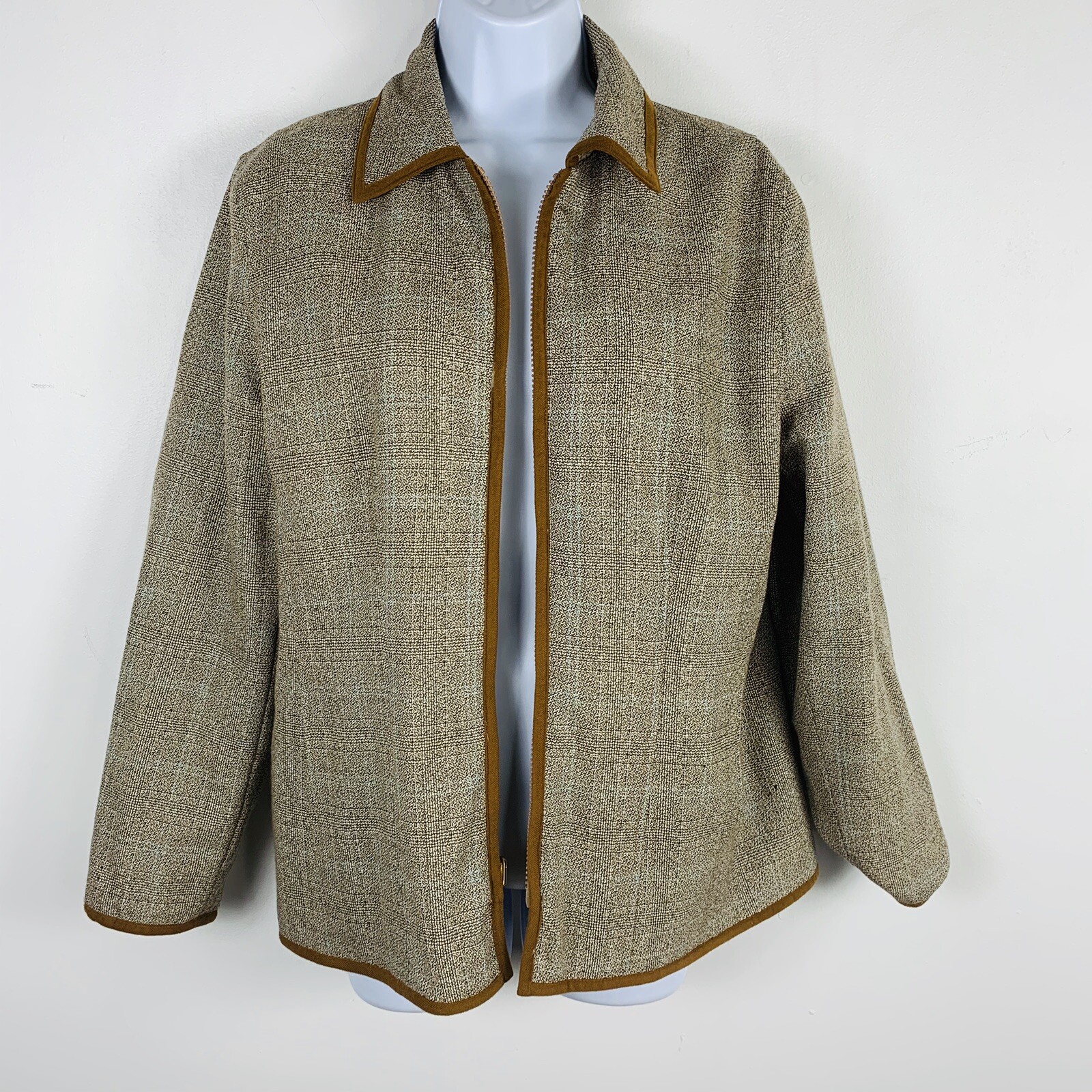 Harvé Benard Reversible Jacket Sz 10 Quilted Zip Up Animal Print Plaid VINTAGE
