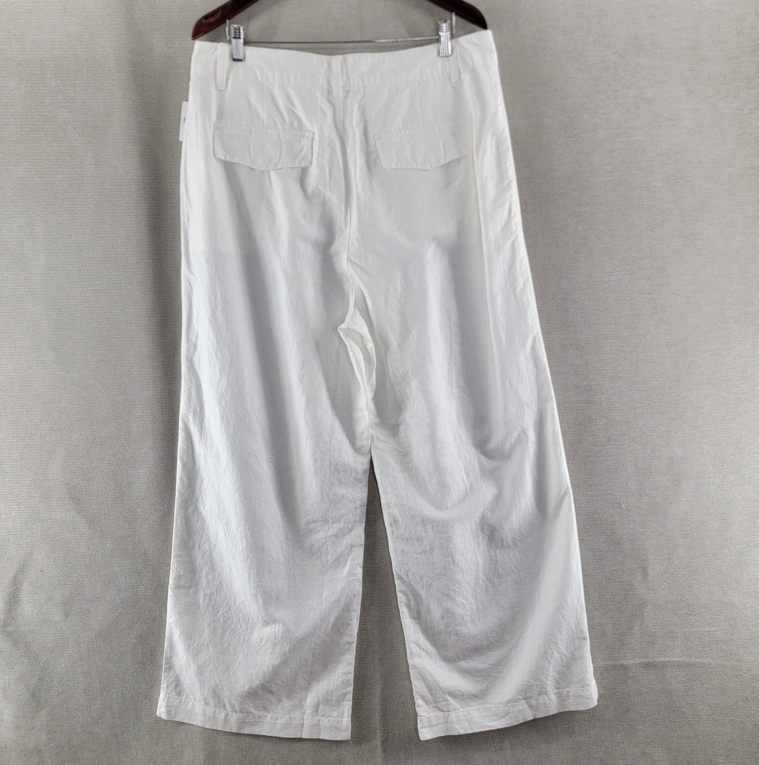 Gap Womens Pants Linen Pleated Wide Leg NEW Size 16 Off White Resort Beach