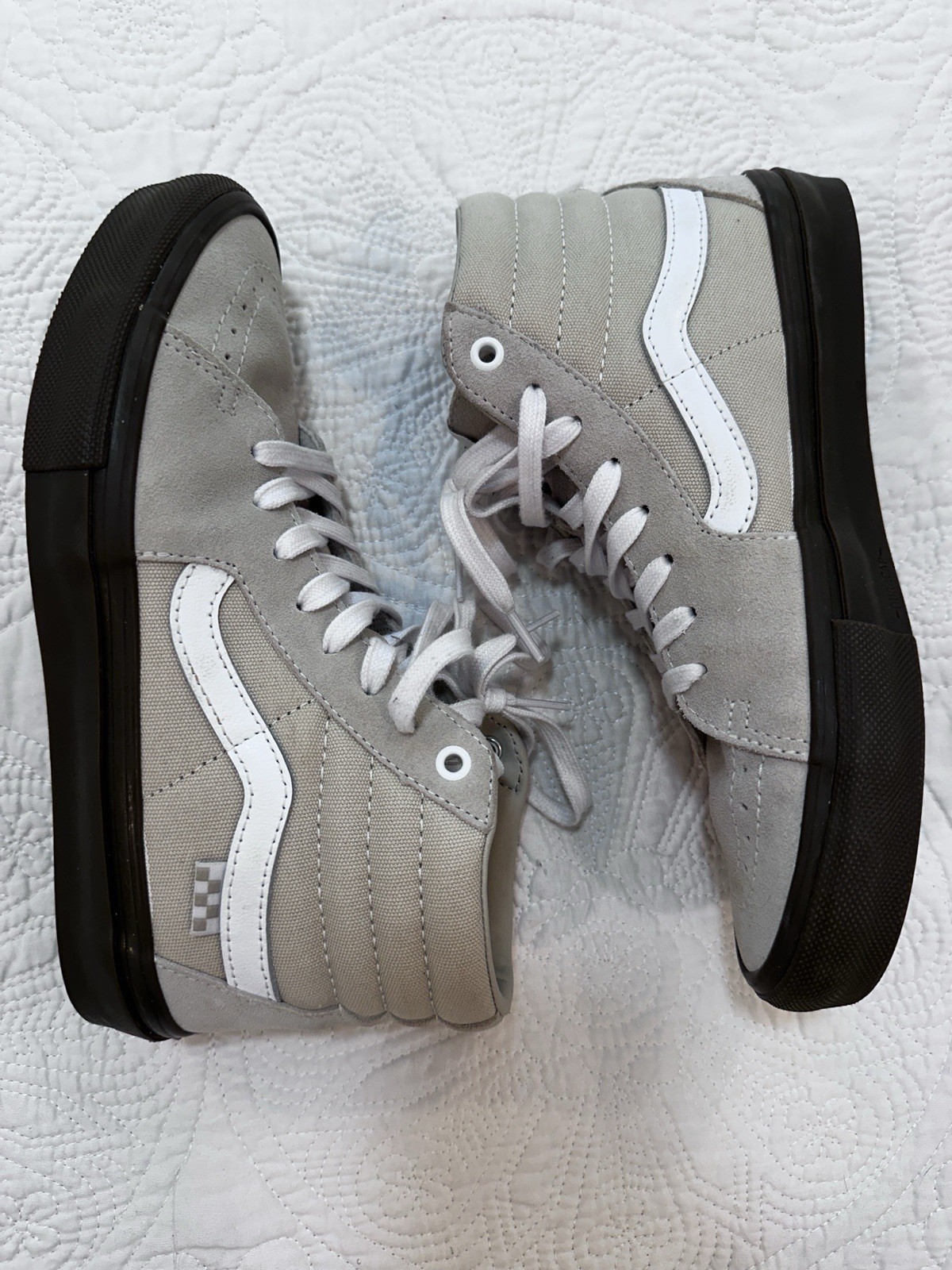 Vans Skate Sk8-Hi Oatmeal Dark Gum Tan High Top Skate Shoe Mens 7.5 EUC