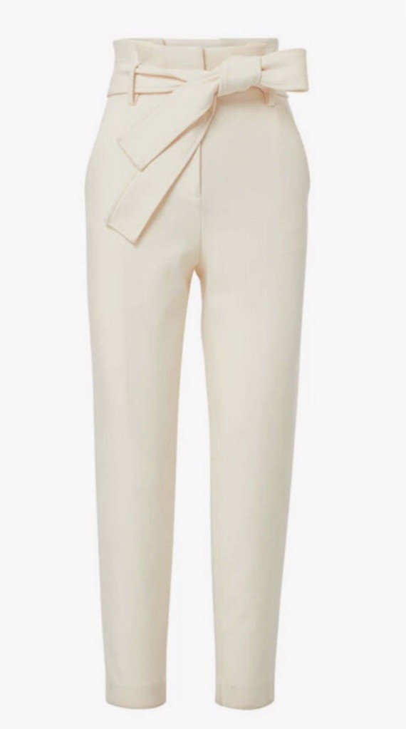 Veronica Beard Ecru Setti Paper Bag Cropped Pant 4
