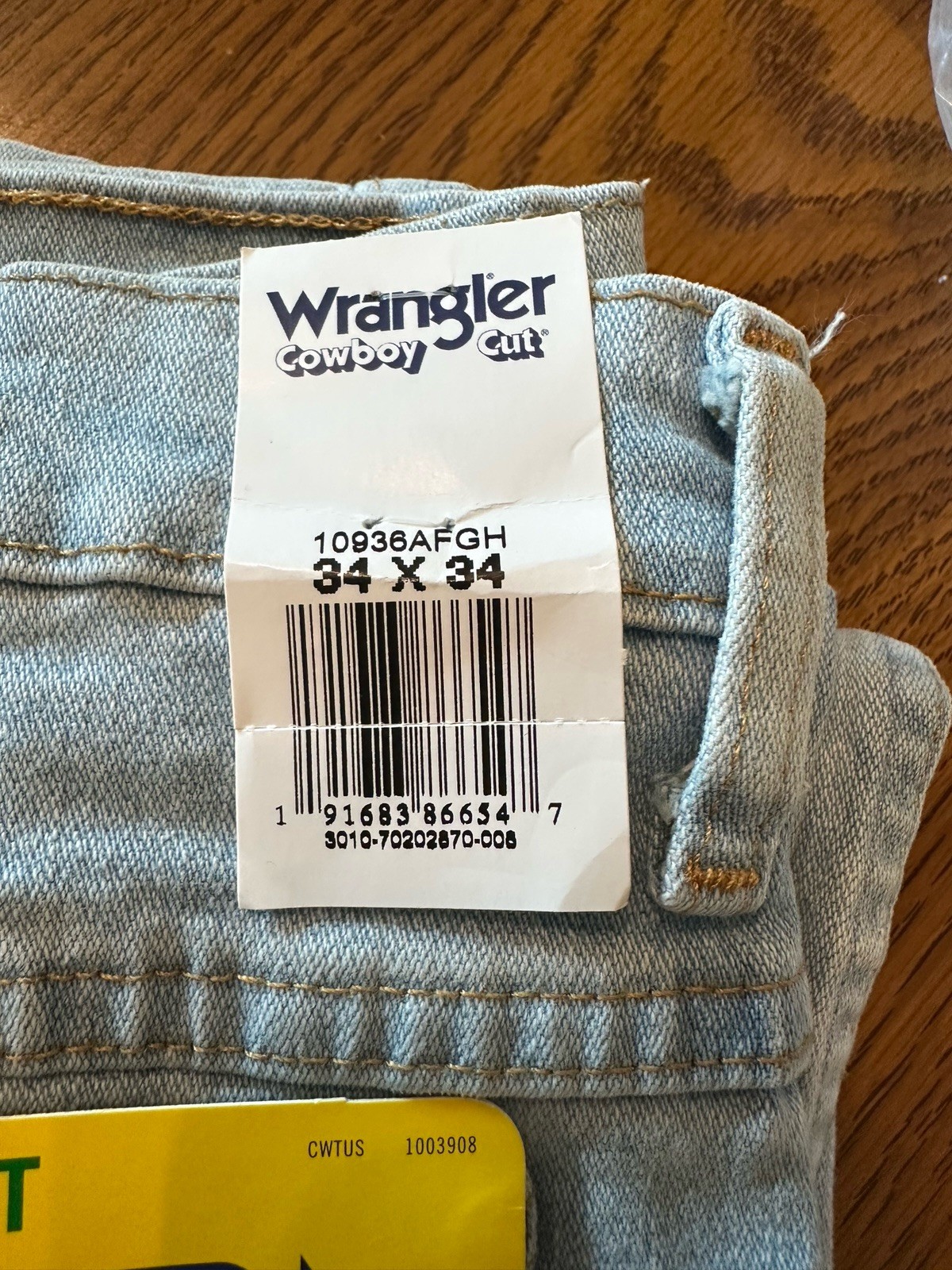 Wrangler Cowboy Cut 936 Slim Fit Jeans 34×34 Men’s Light Wash Denim Pants NWT