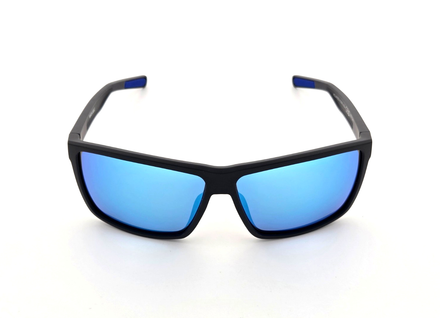 Men’s XXL Wide Fit Polarized Square Sunglasses Matte Black TR90 Blue Mirror Lens