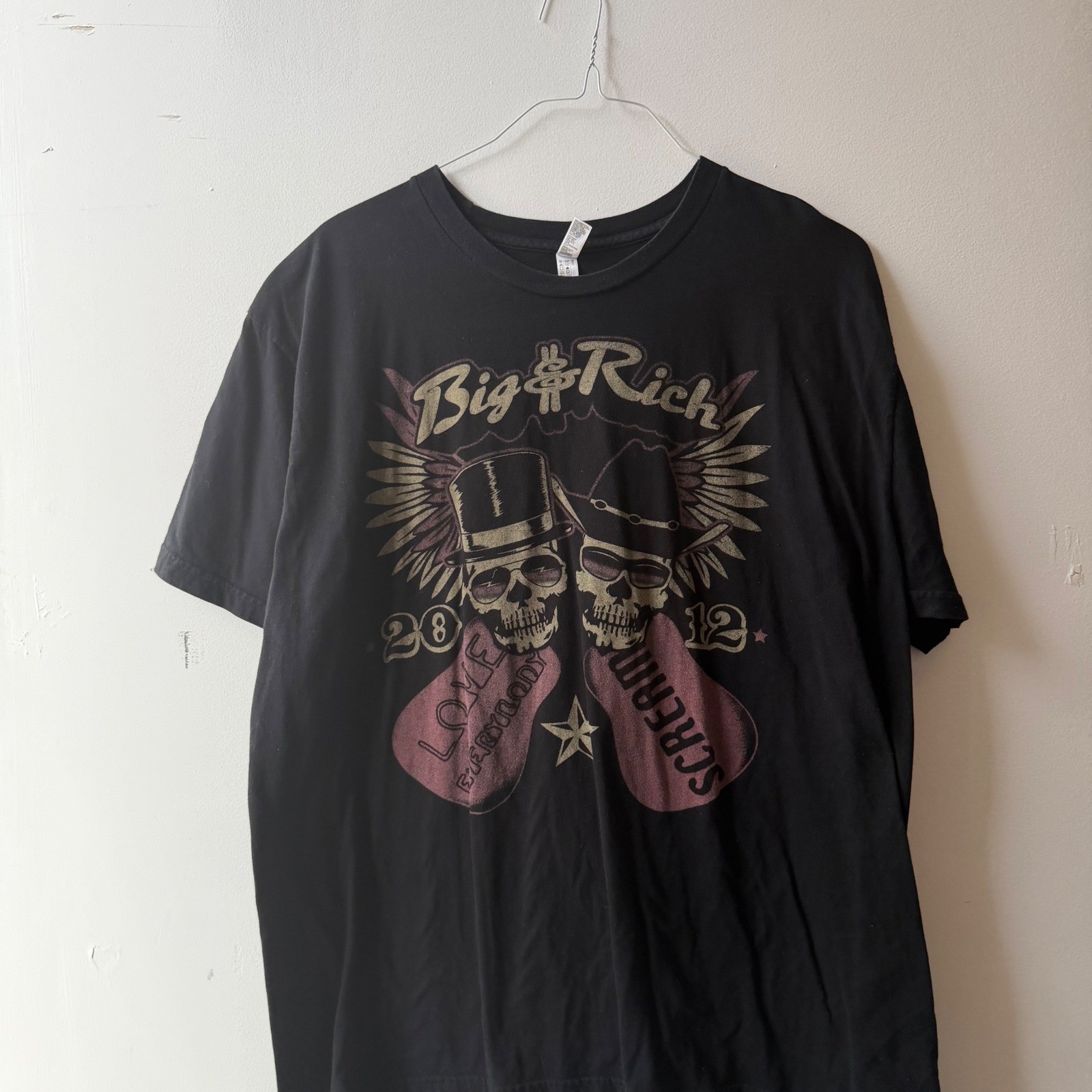 Big & Rich 2012 Tour T-Shirt Black Graphic Skulls Guitars Country Music Mens XL