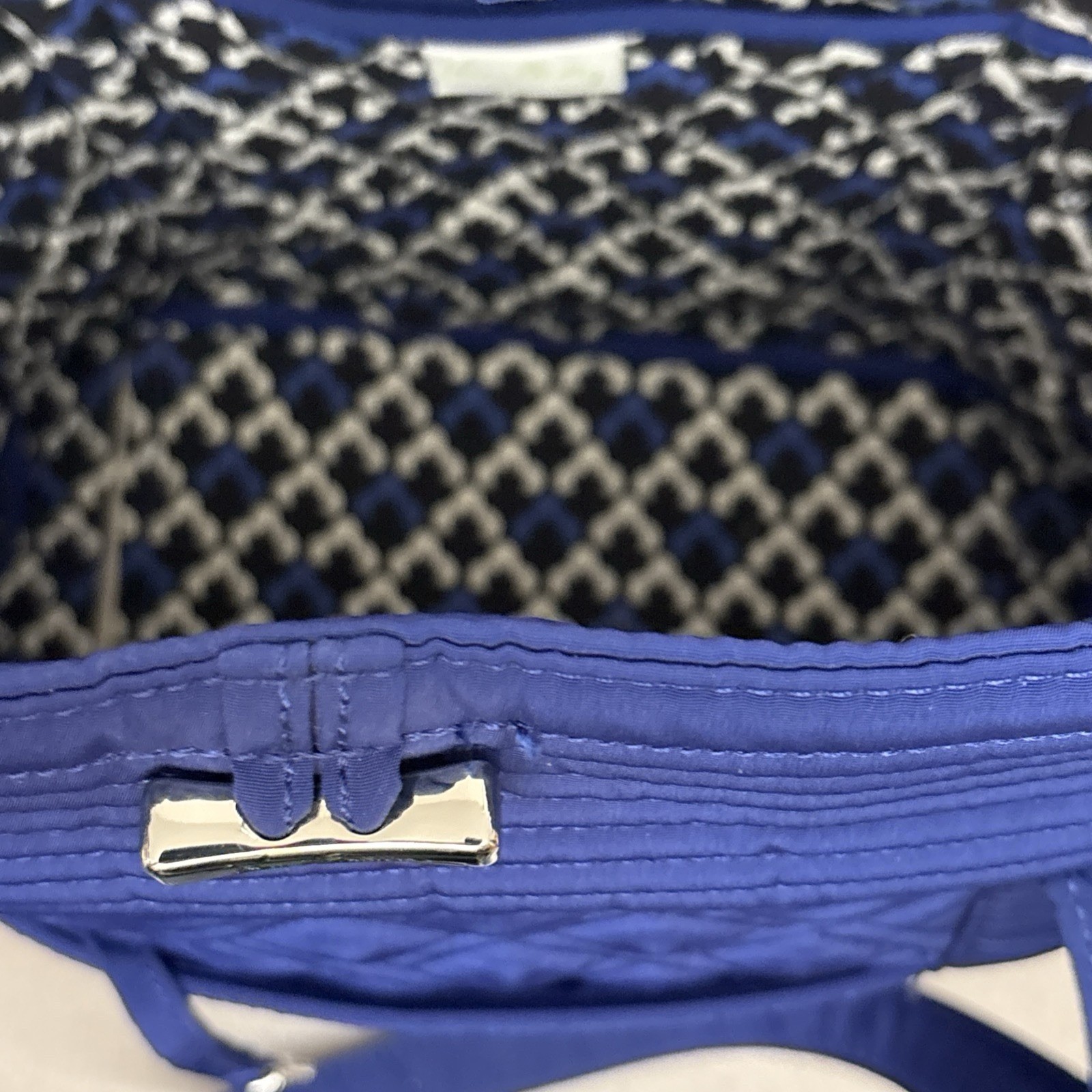 Vera Bradley Original Tote, Navy Blue Diamond Quilted, 15”X16”, NWOT