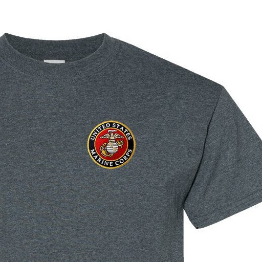US Marine Corps Embroidered T-Shirt Dark Gray USMC Licensed -all sizes-