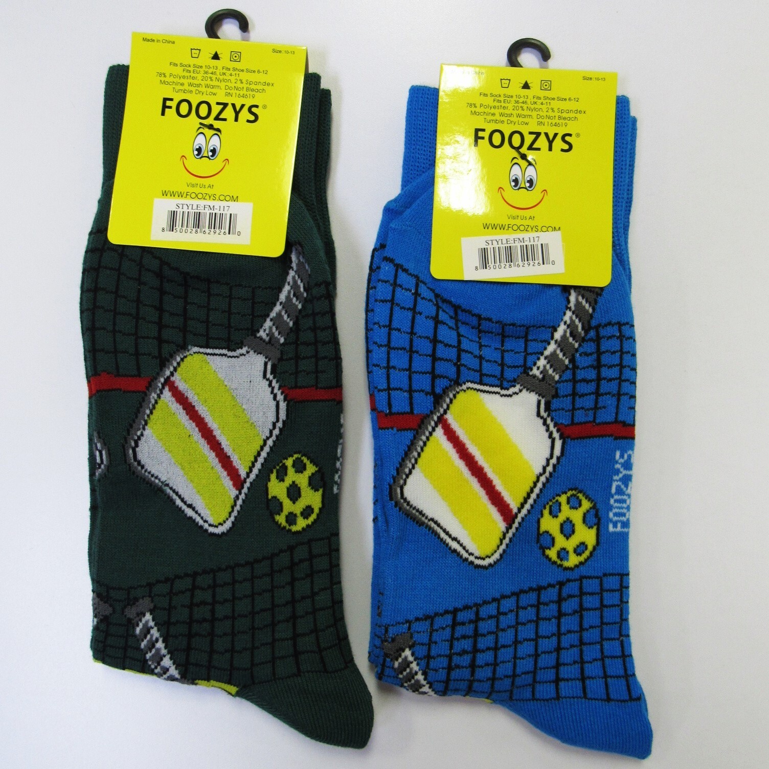 2 Pairs Foozys Men’s Pickleball Pickle Ball Novelty Crew Socks