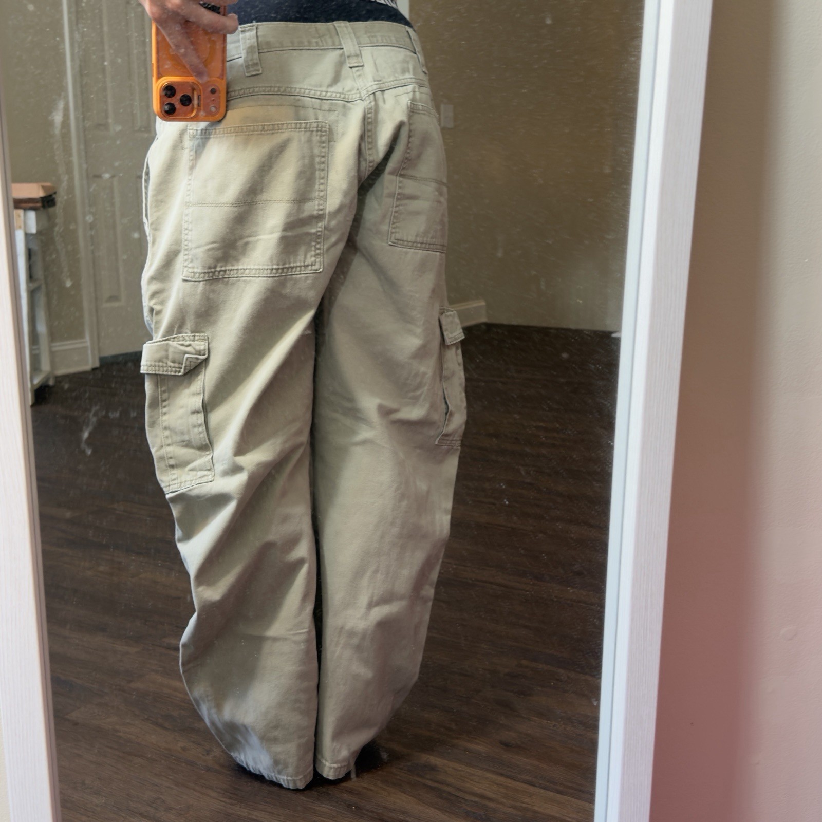 Wrangler Men’s Gray Cotton Twill Cargo Pants Pockets Flat Front Straight 40