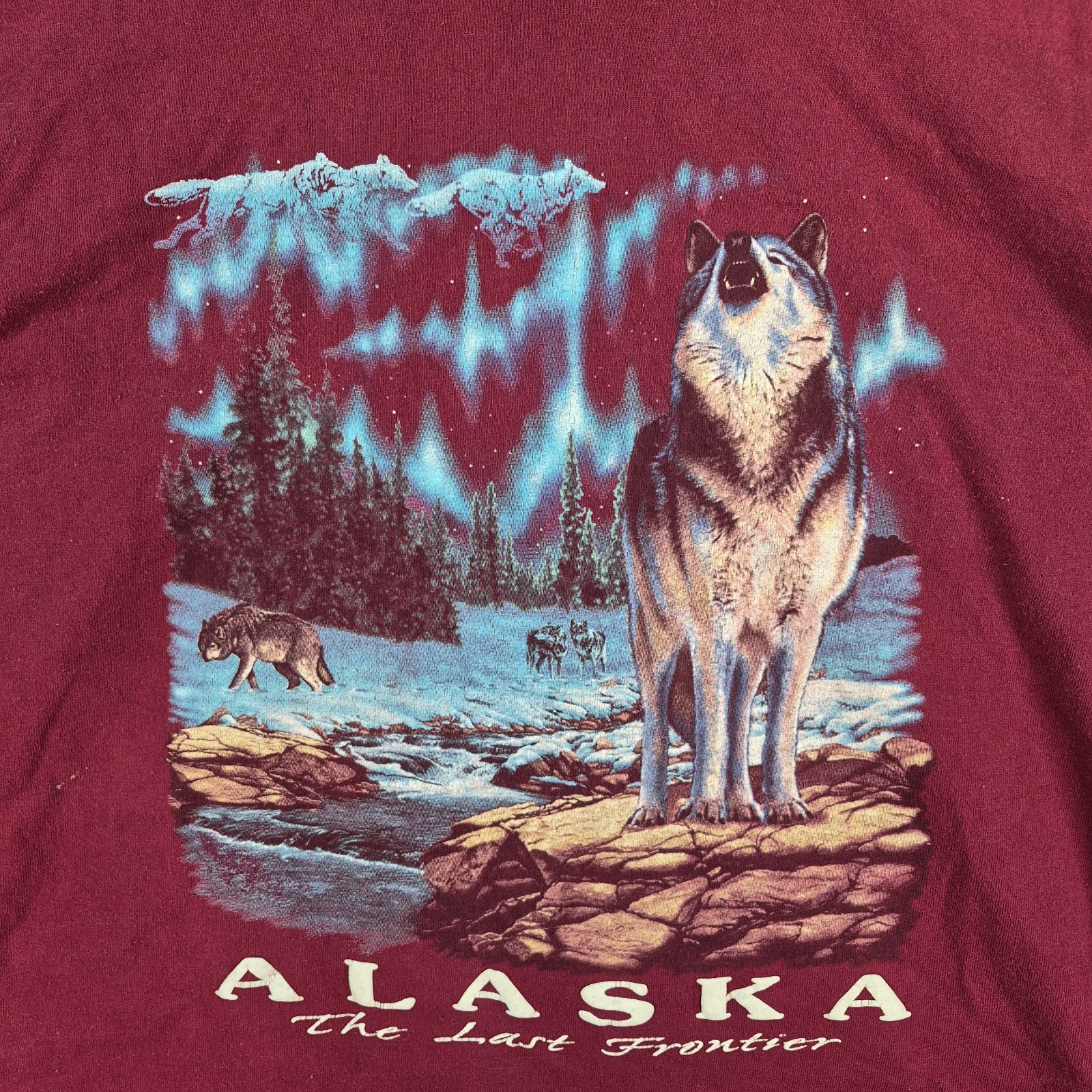 Vintage Alaska Wolves Wolf Native Animal Woods Single Stitch