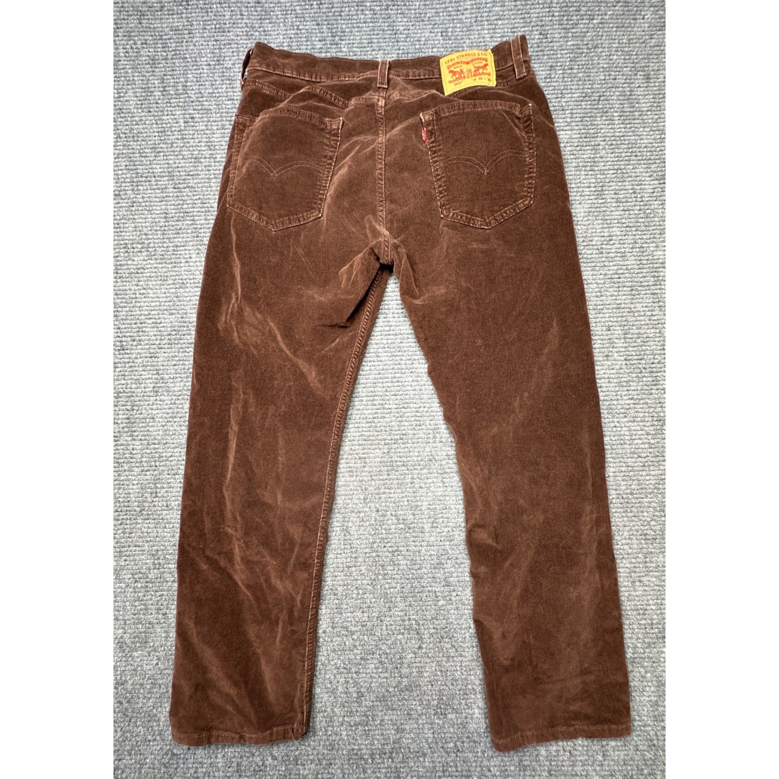 Levi’s 505 Regular Fit Corduroy Pants Mens 33×28 Brown Straight Leg Stretch