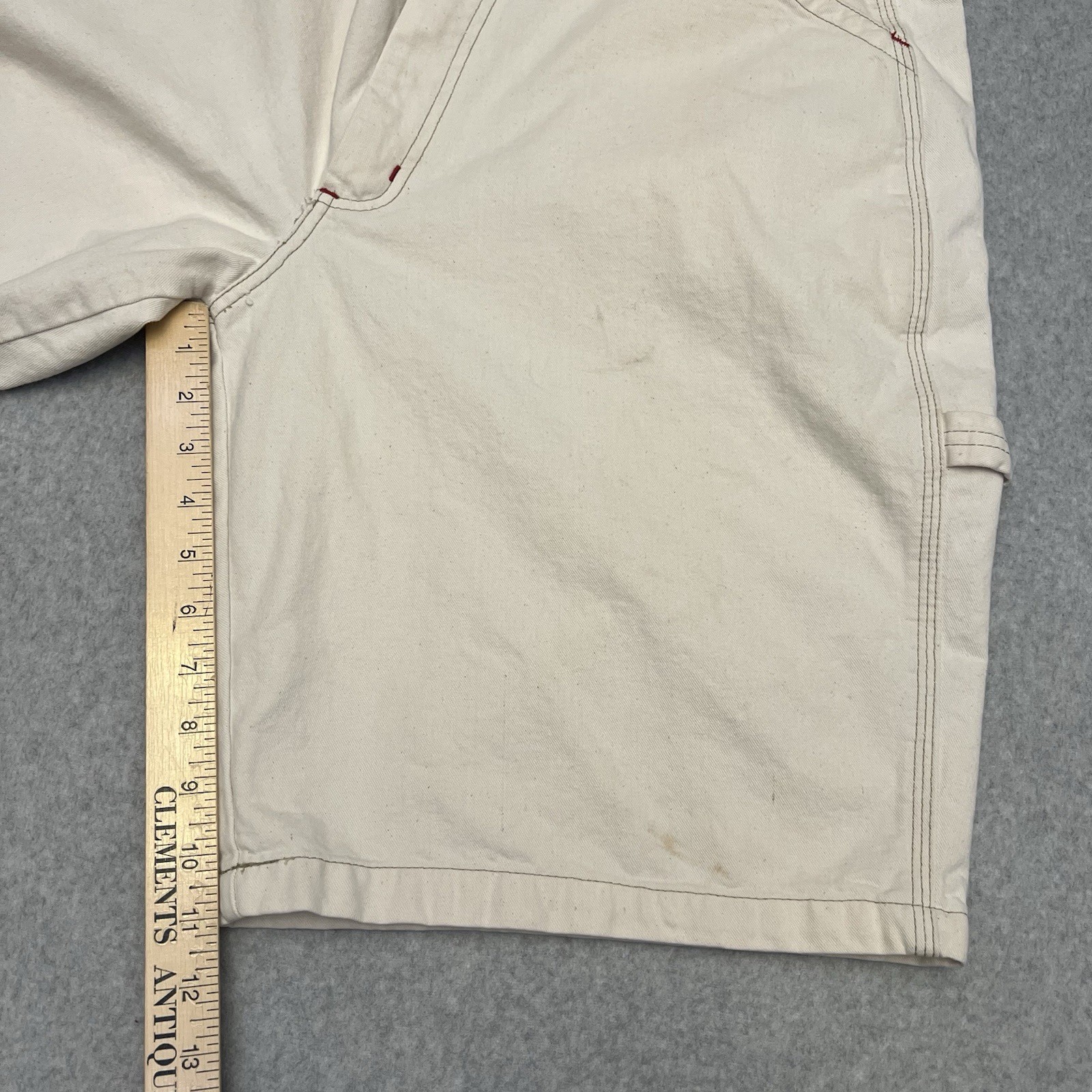 Polo Jeans Shorts Men’s 34 Beige Carpenter Hammer Loop Baggy Wide Leg Flag Logo
