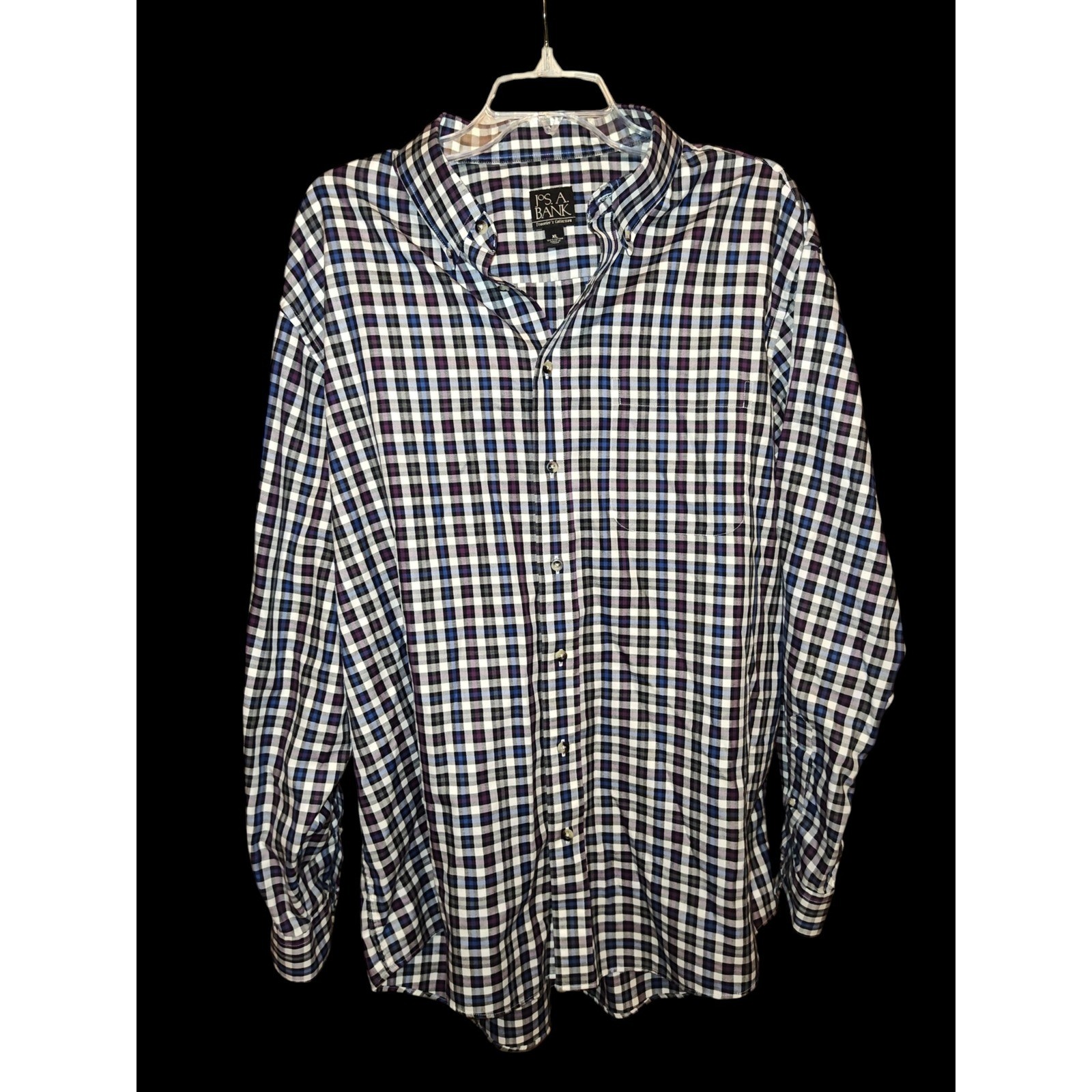 Mens Jos. A. Bank Traveler’s Collection Shirt XL Navy Purple Plaid Excellent L/S